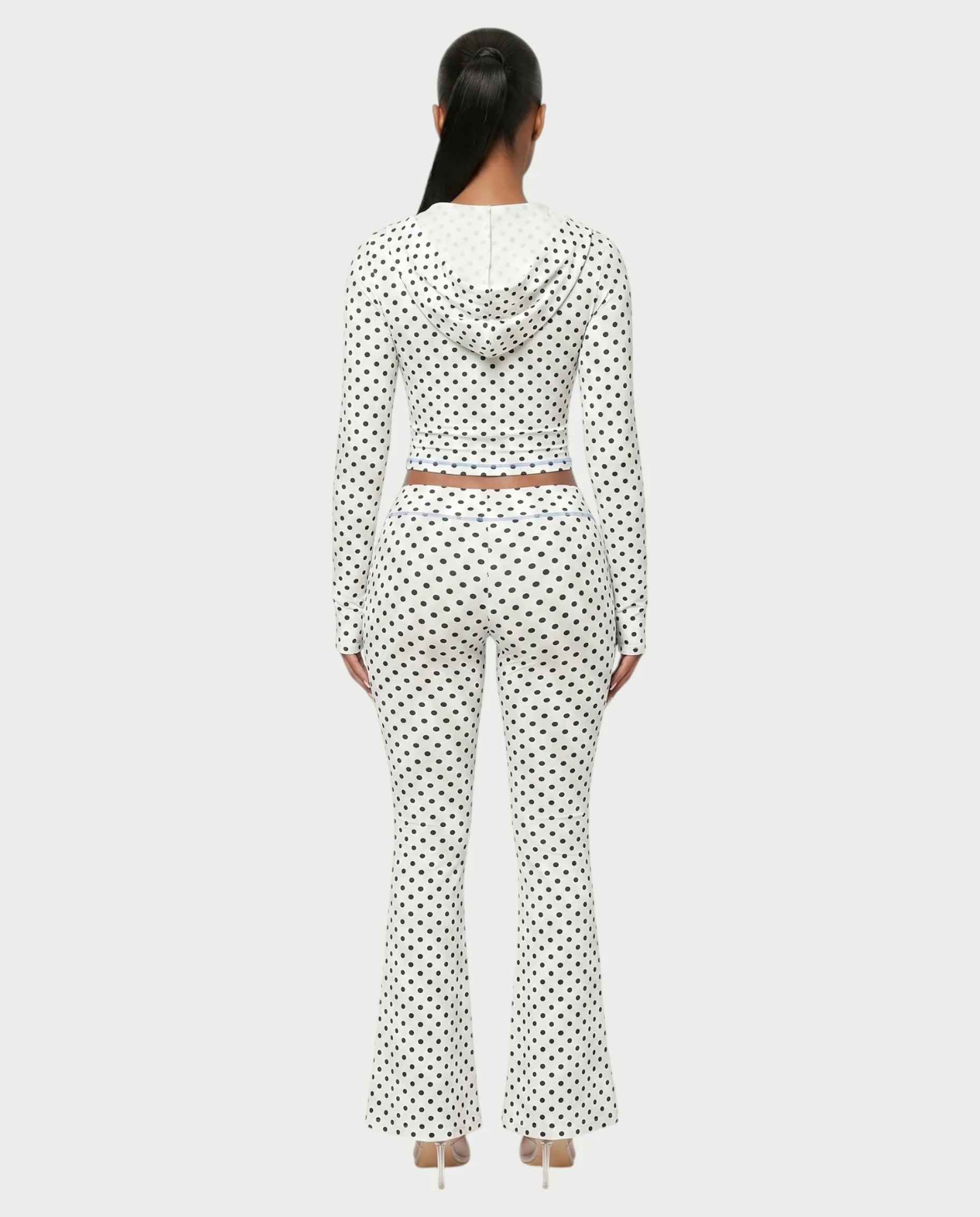 AUREY Polka Dot Zip-Up Hoodie & Flare Pants Set - Image 2
