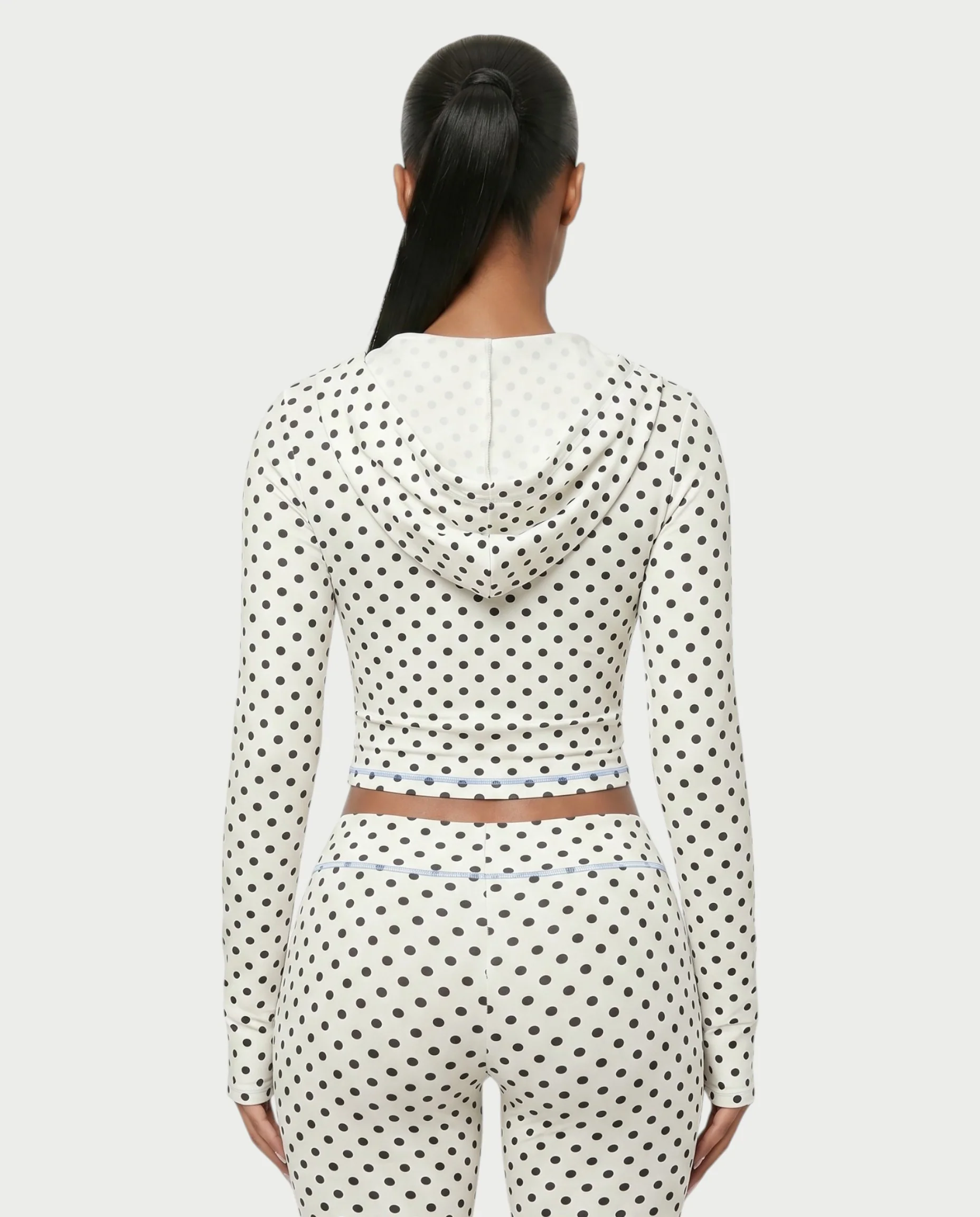 AUREY Polka Dot Zip-Up Hoodie & Flare Pants Set - Image 5