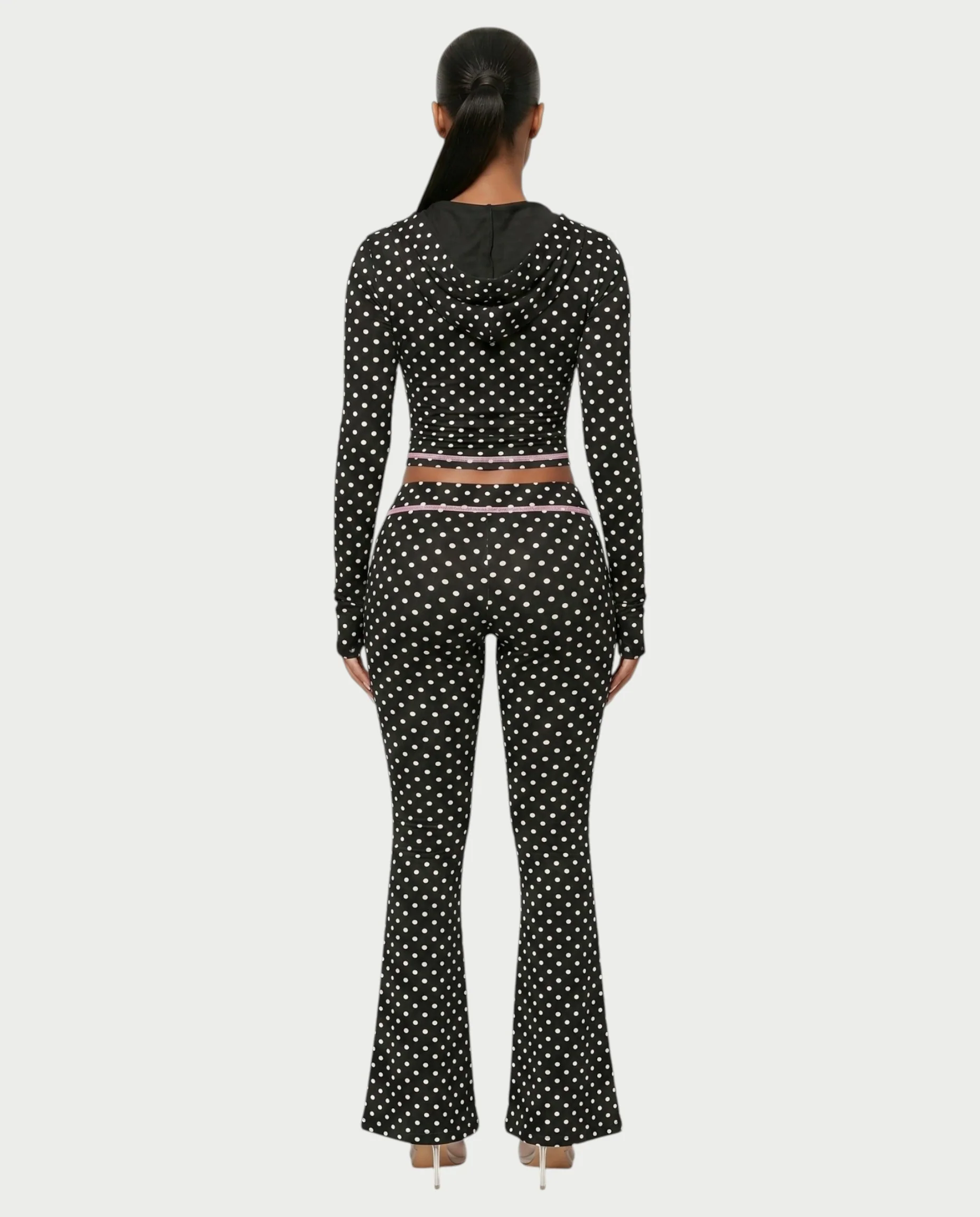 AUREY Polka Dot Zip-Up Hoodie & Flare Pants Set - Image 7