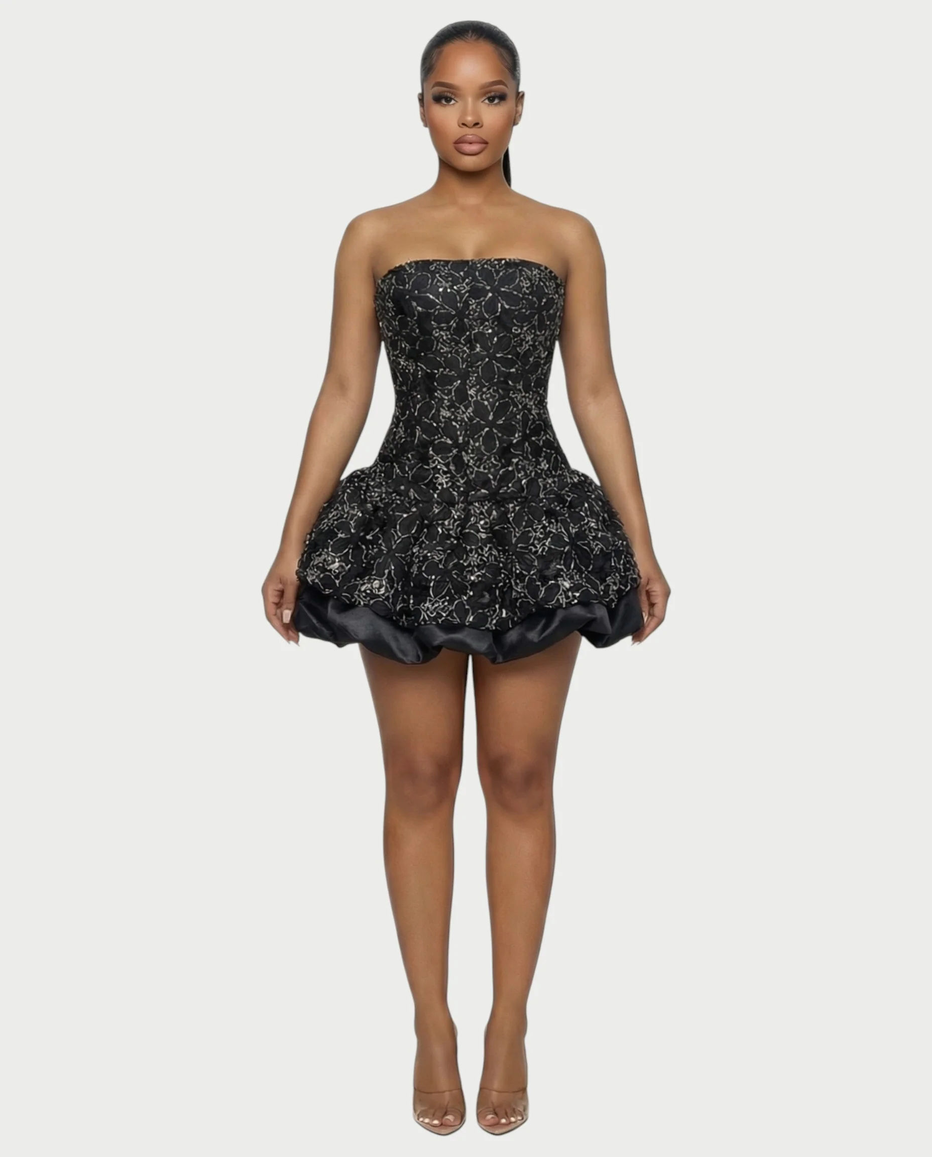 AVARINE Strapless Floral Lace Mini Dress - Image 12