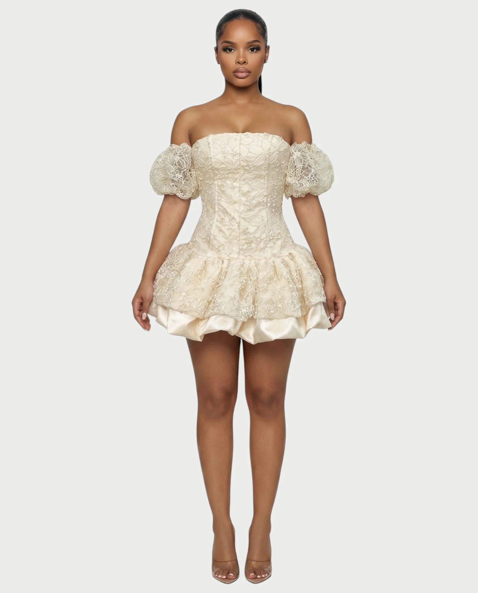 AVARINE Strapless Floral Lace Mini Dress - Image 13