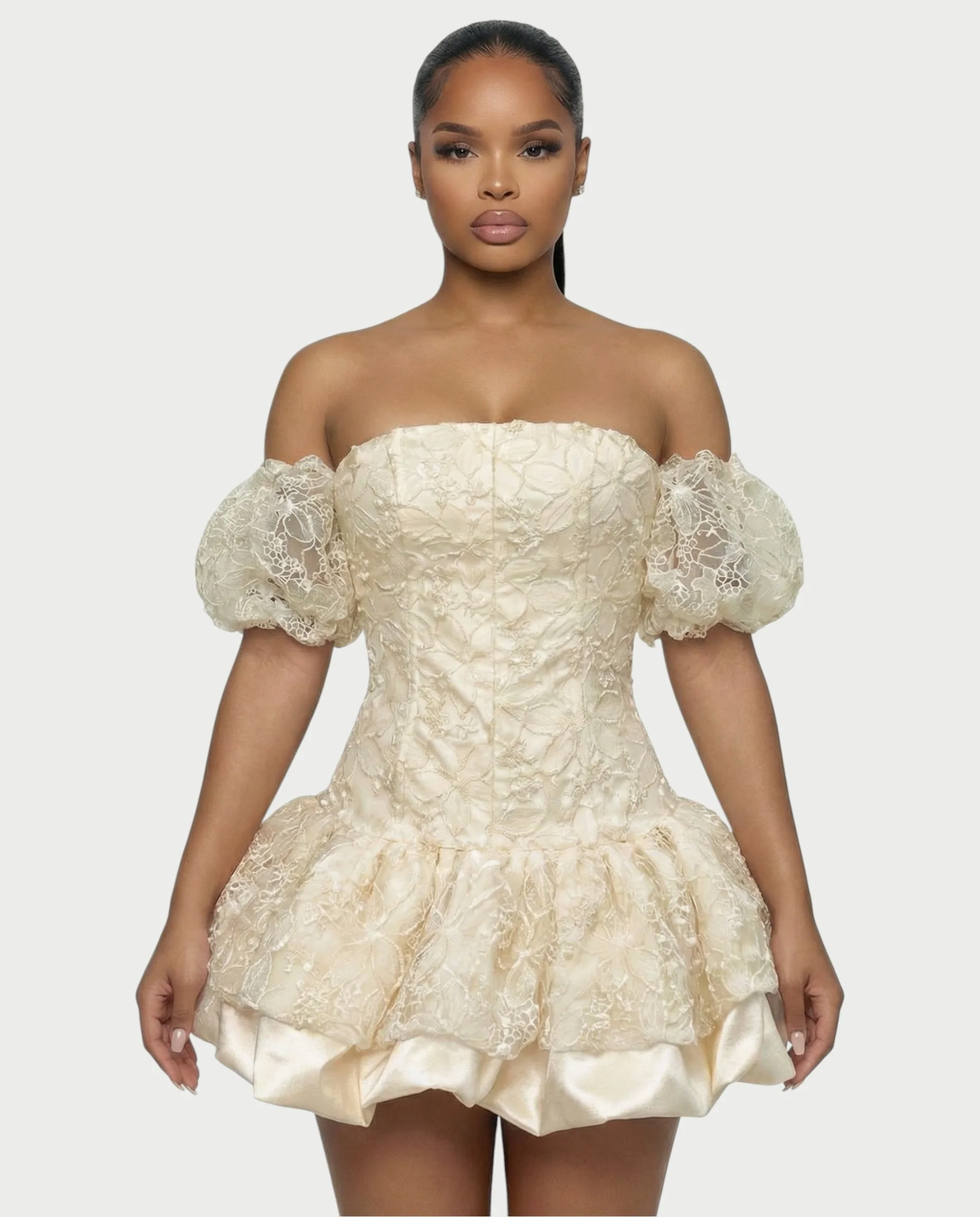 AVARINE Strapless Floral Lace Mini Dress - Image 14