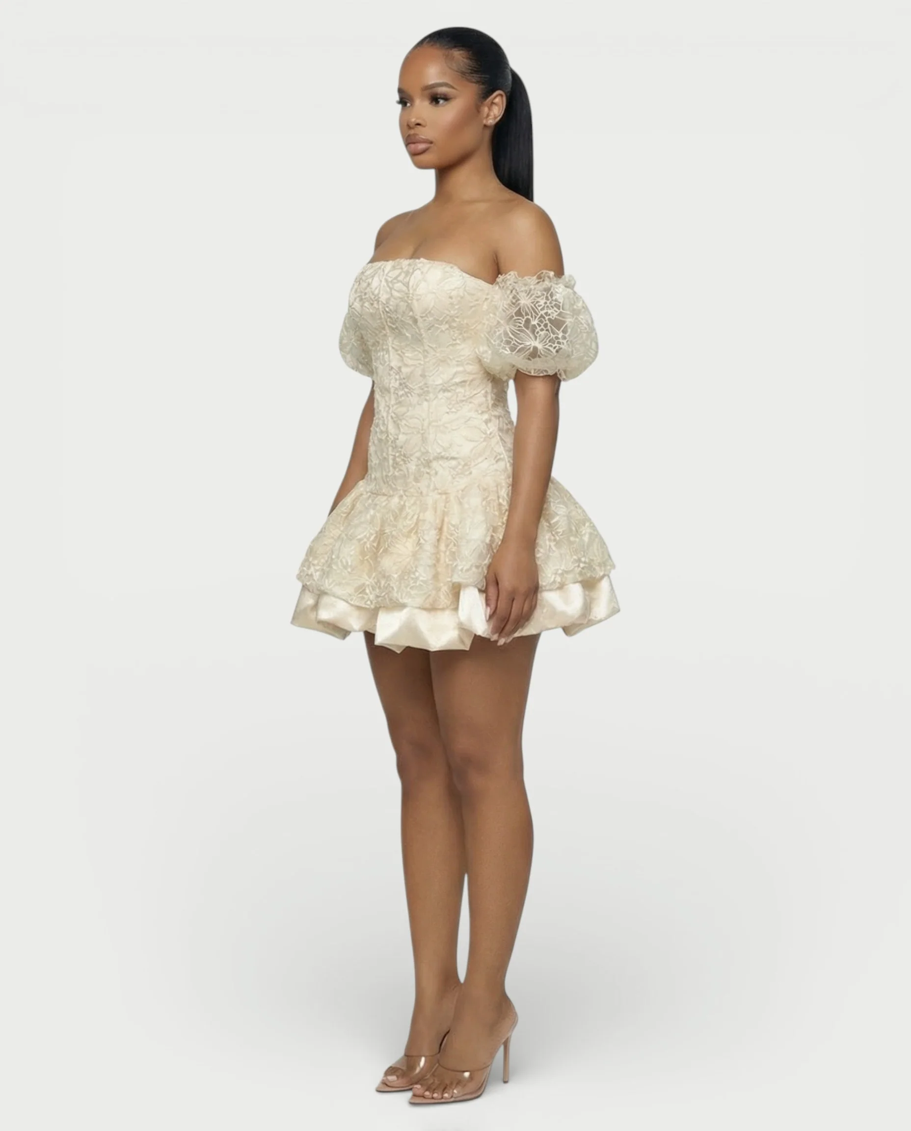 AVARINE Strapless Floral Lace Mini Dress - Image 15