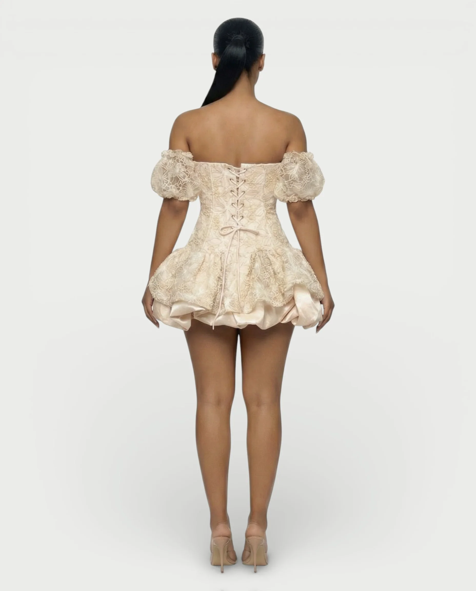 AVARINE Strapless Floral Lace Mini Dress - Image 16