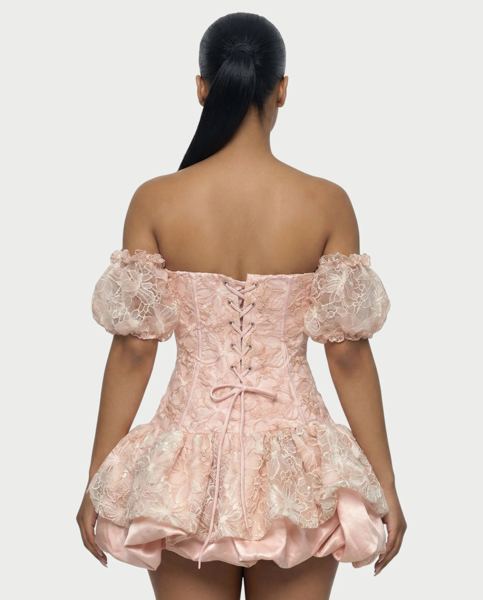 AVARINE Strapless Floral Lace Mini Dress - Image 3