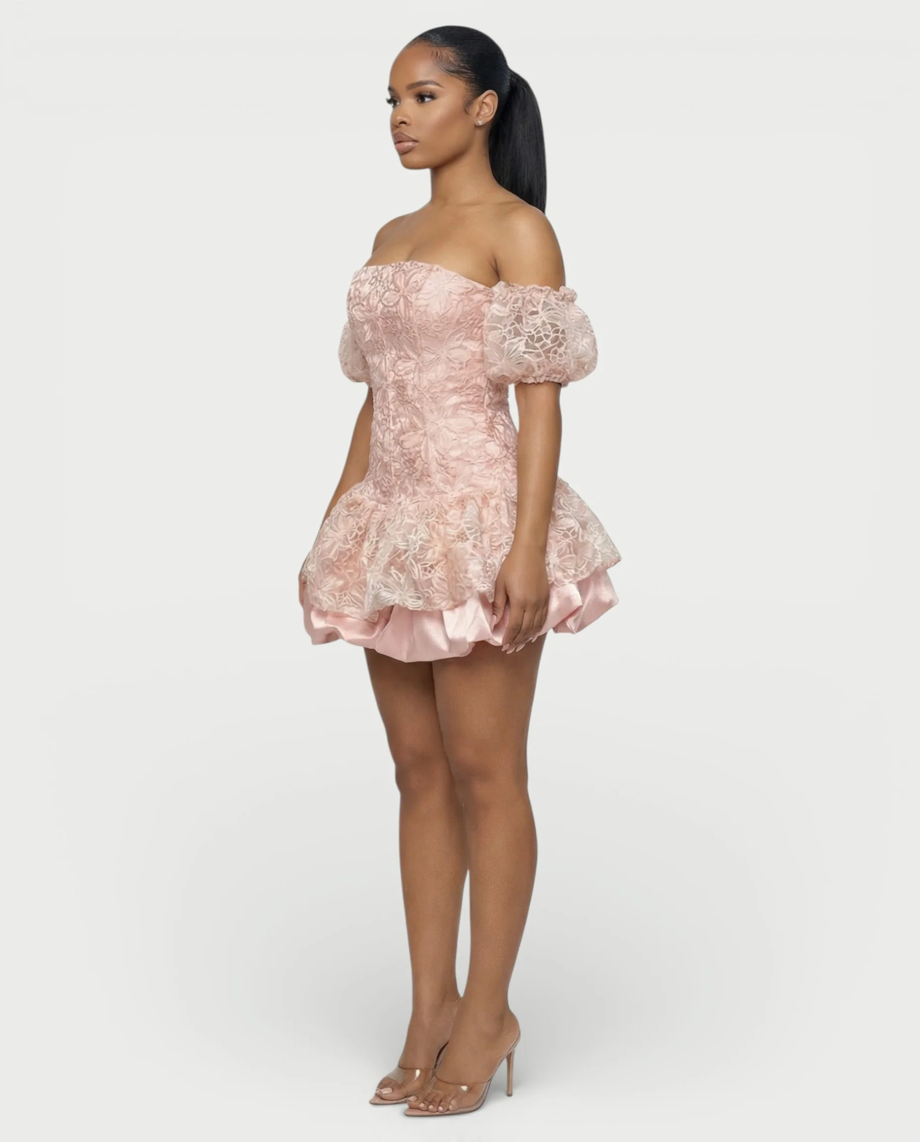 AVARINE Strapless Floral Lace Mini Dress - Image 4