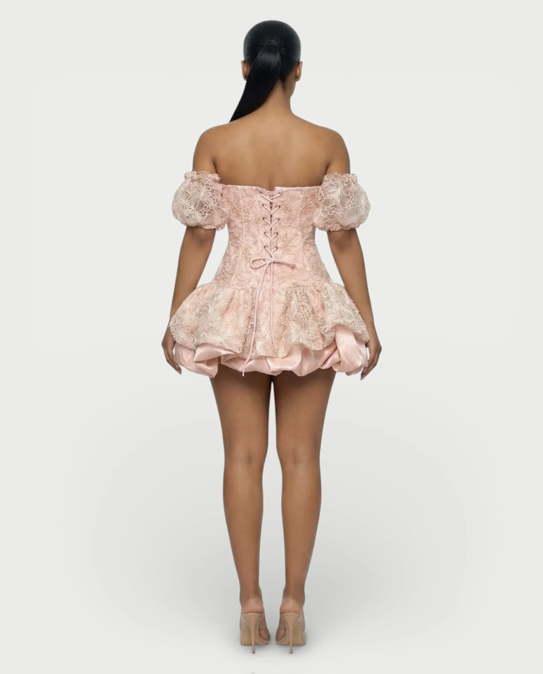 AVARINE Strapless Floral Lace Mini Dress - Image 5