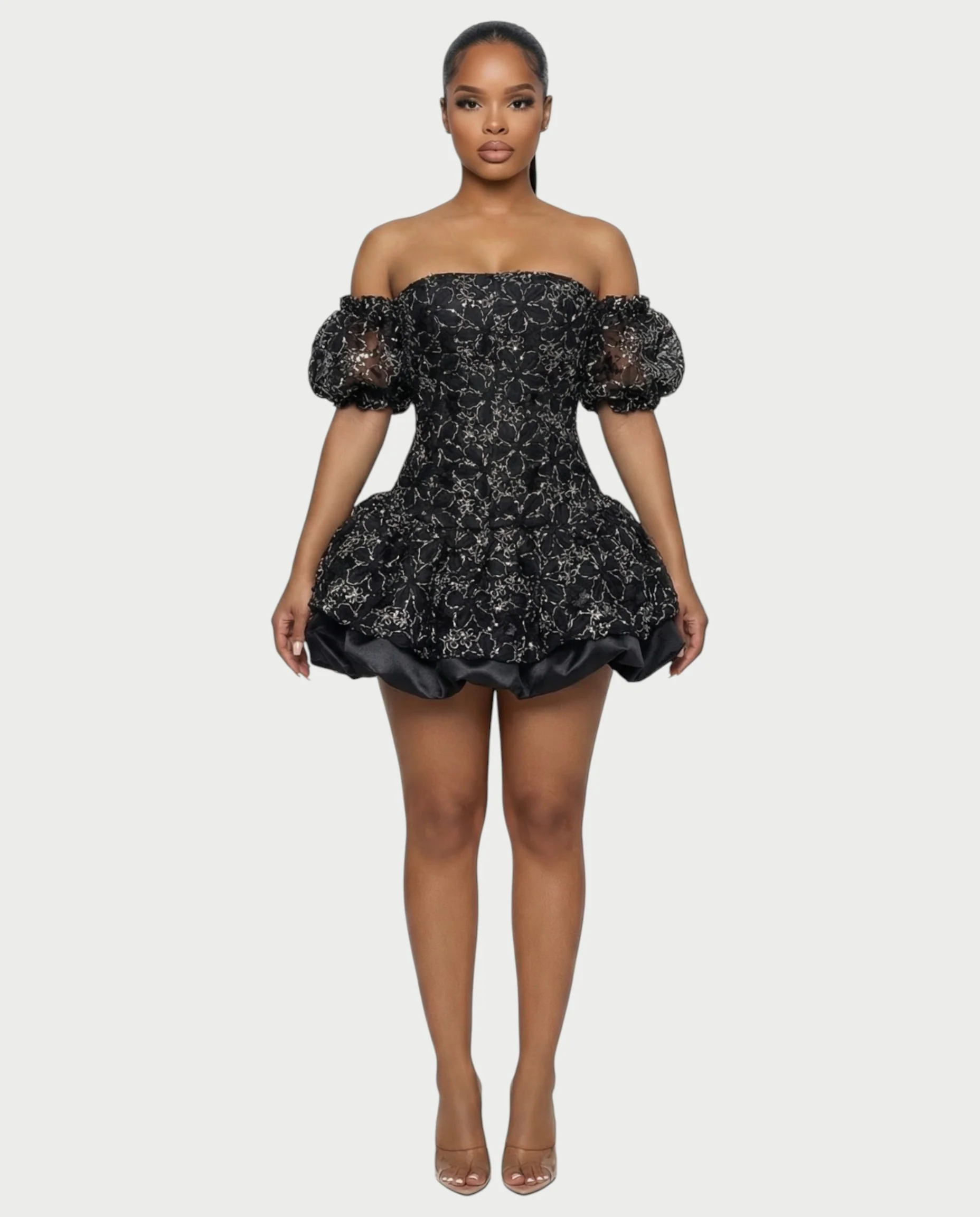 AVARINE Strapless Floral Lace Mini Dress - Image 7