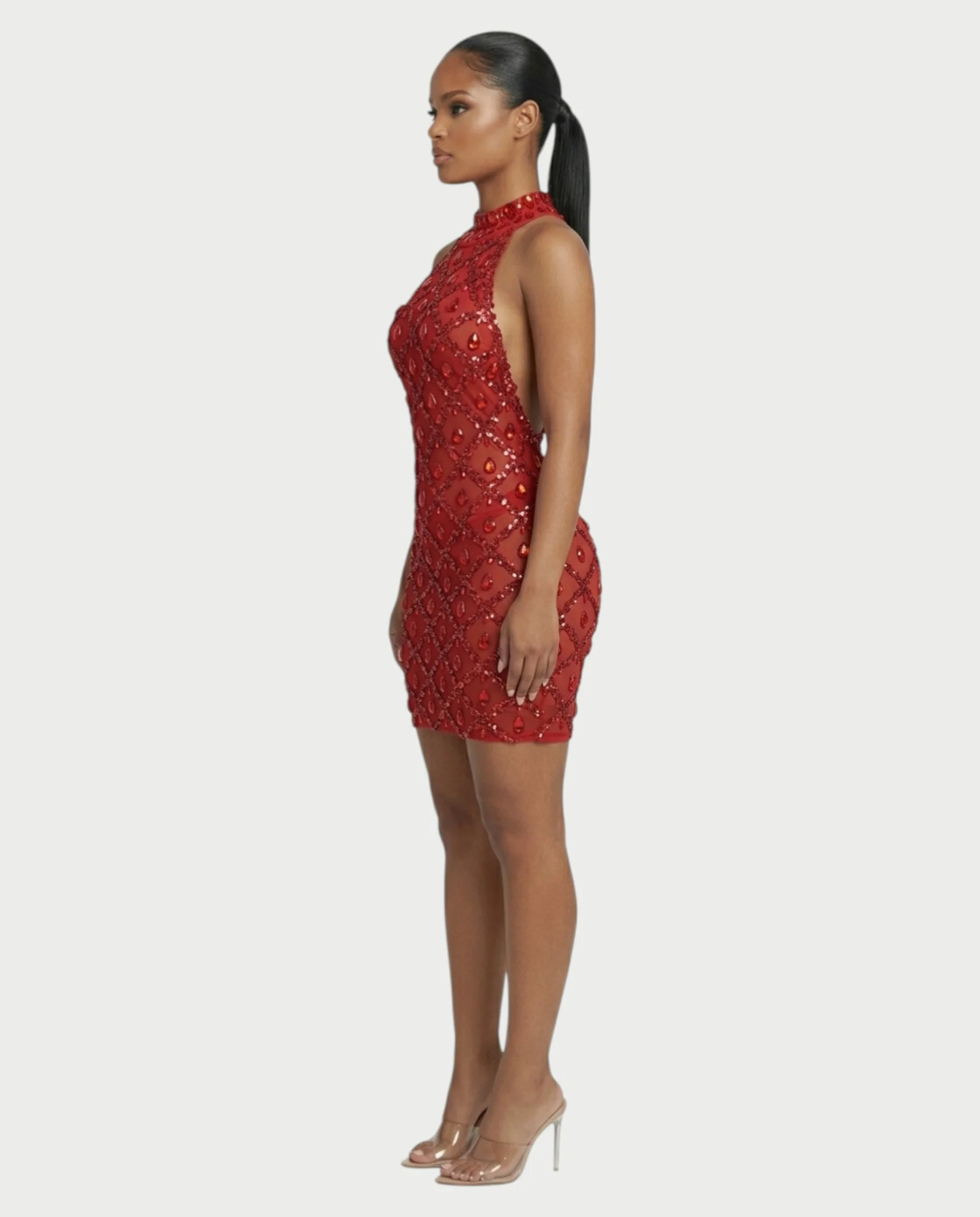 AVELA Ruby Crystal Open Back Mini Dress - Image 3
