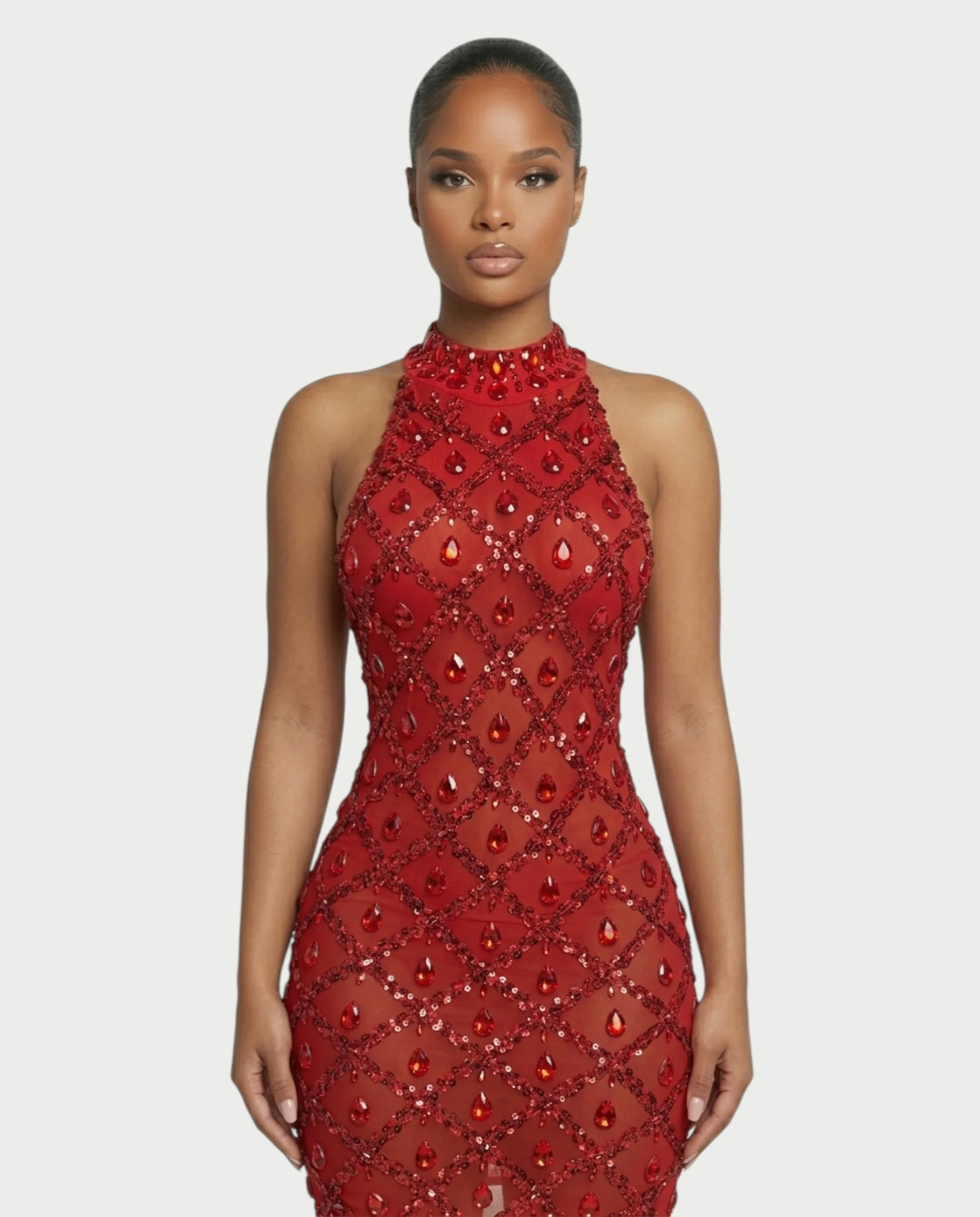 AVELA Ruby Crystal Open Back Mini Dress - Image 4