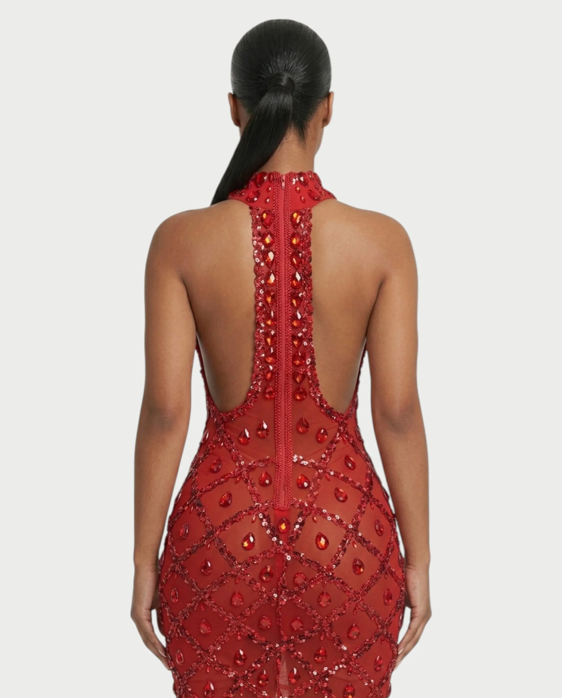 AVELA Ruby Crystal Open Back Mini Dress - Image 5