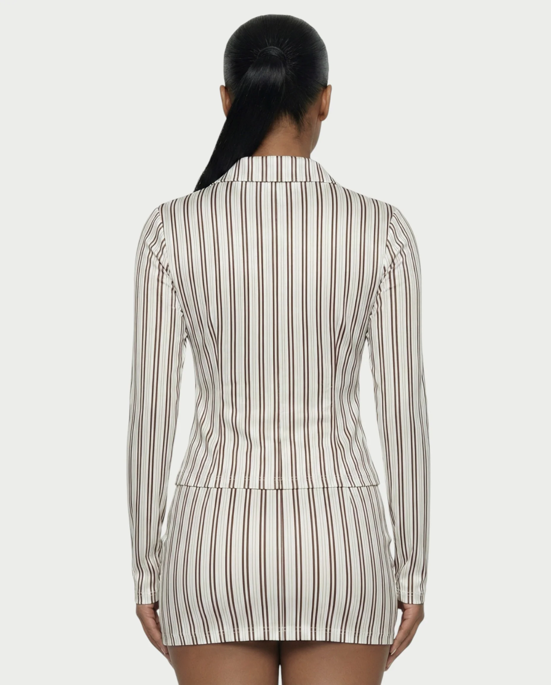 AVENYA Striped Long-Sleeved Shirt & Mini Skirt Set - Image 10