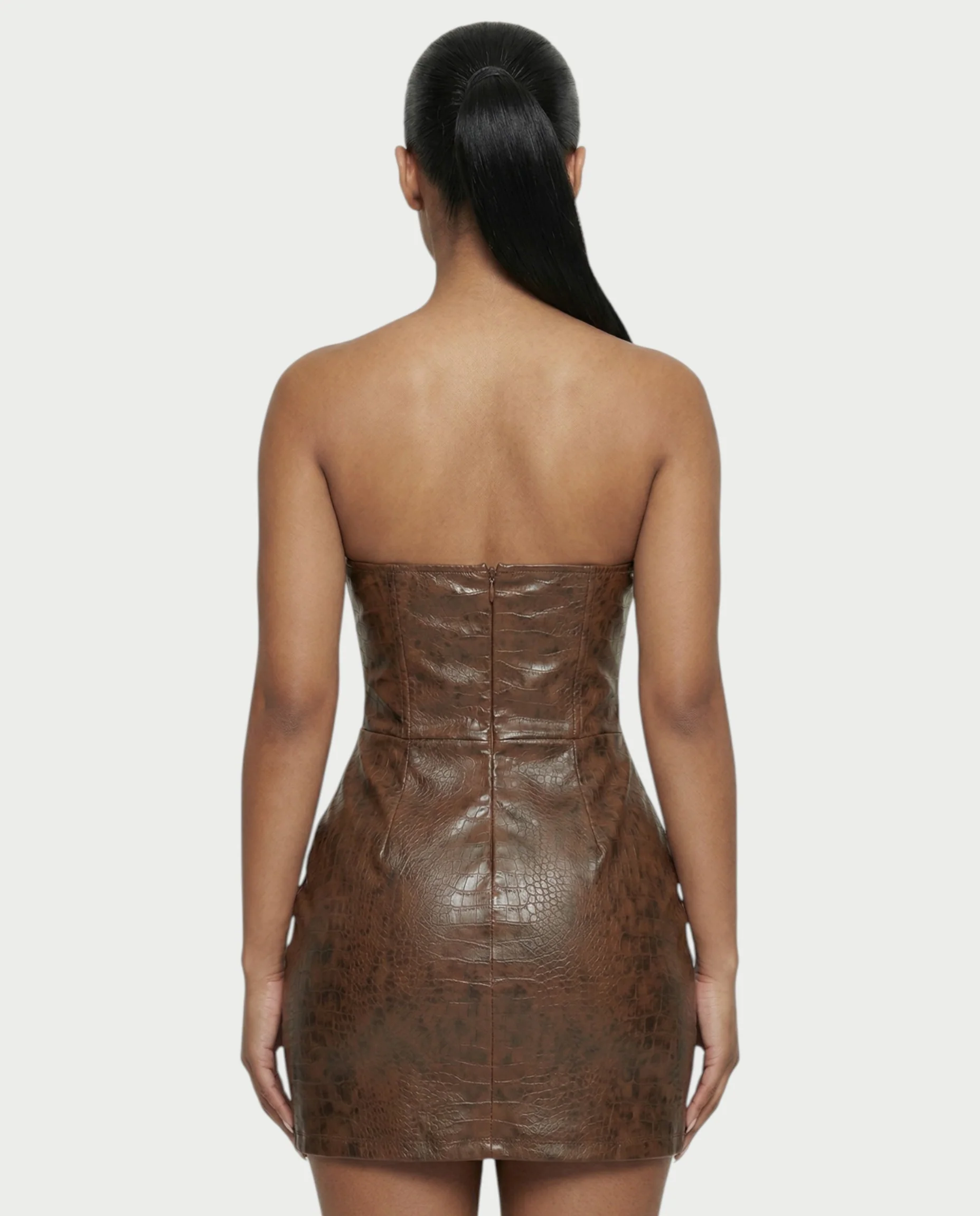 AVERA Croc-Embossed Corset Mini Dress - Image 10