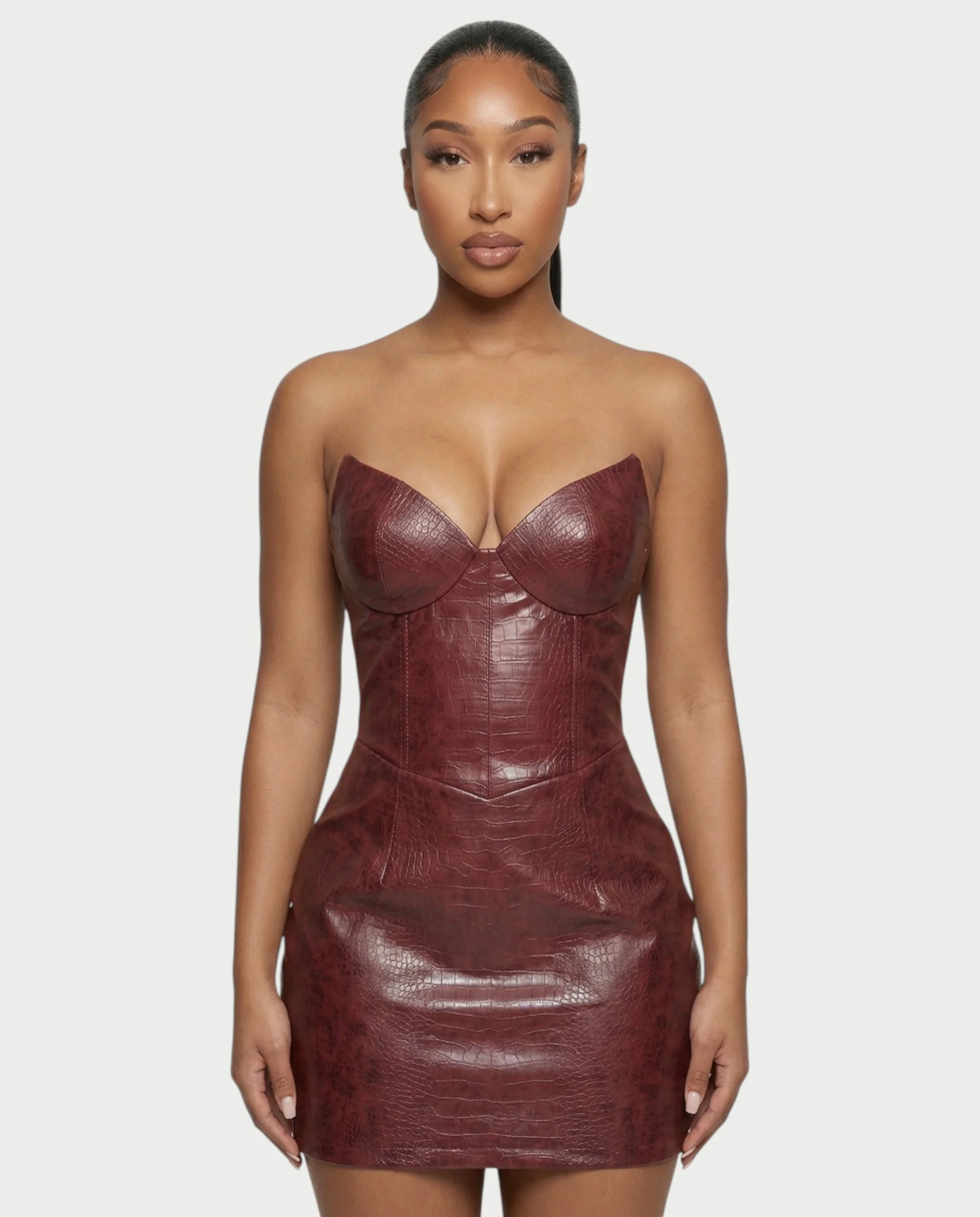 AVERA Croc-Embossed Corset Mini Dress - Image 4