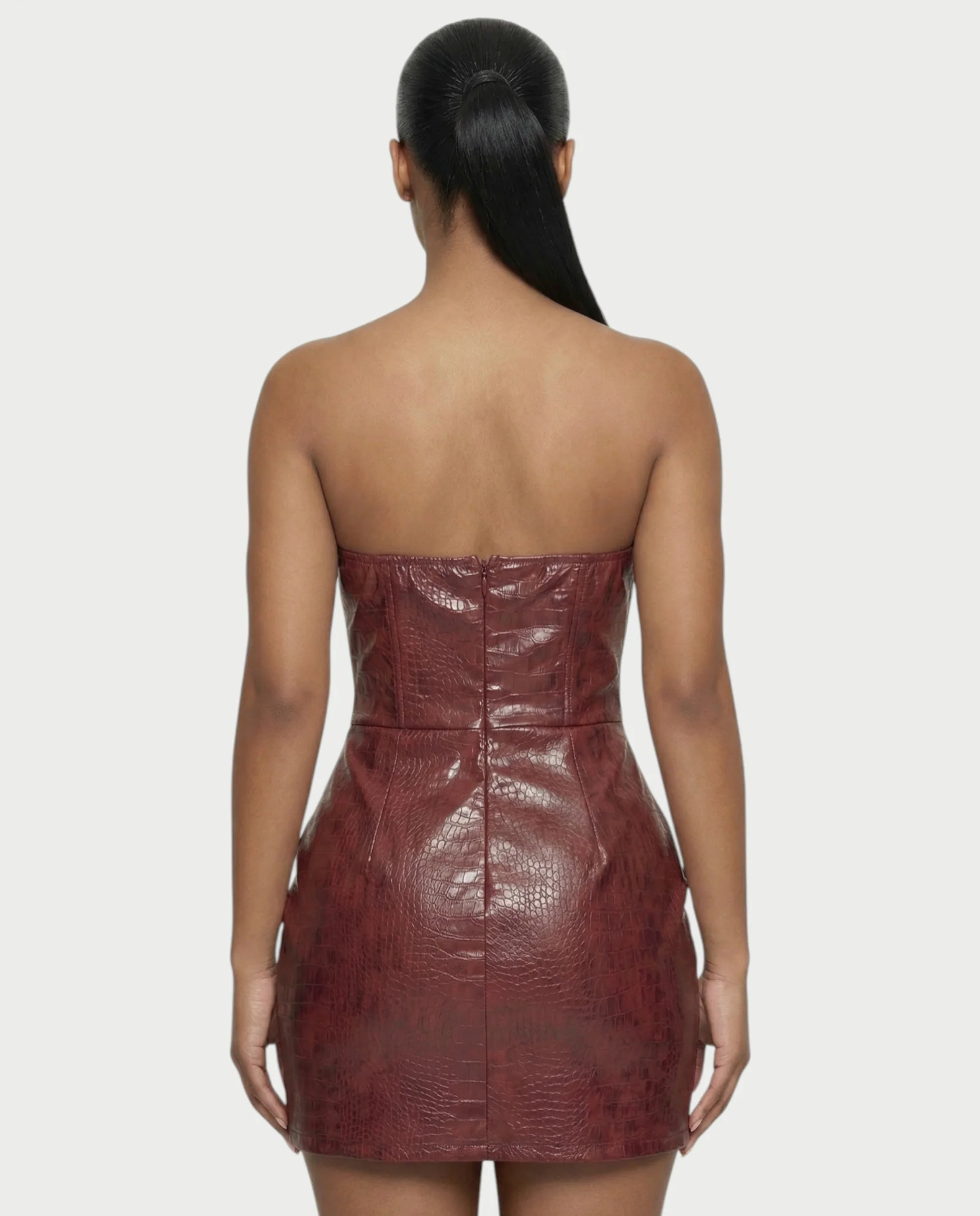 AVERA Croc-Embossed Corset Mini Dress - Image 5