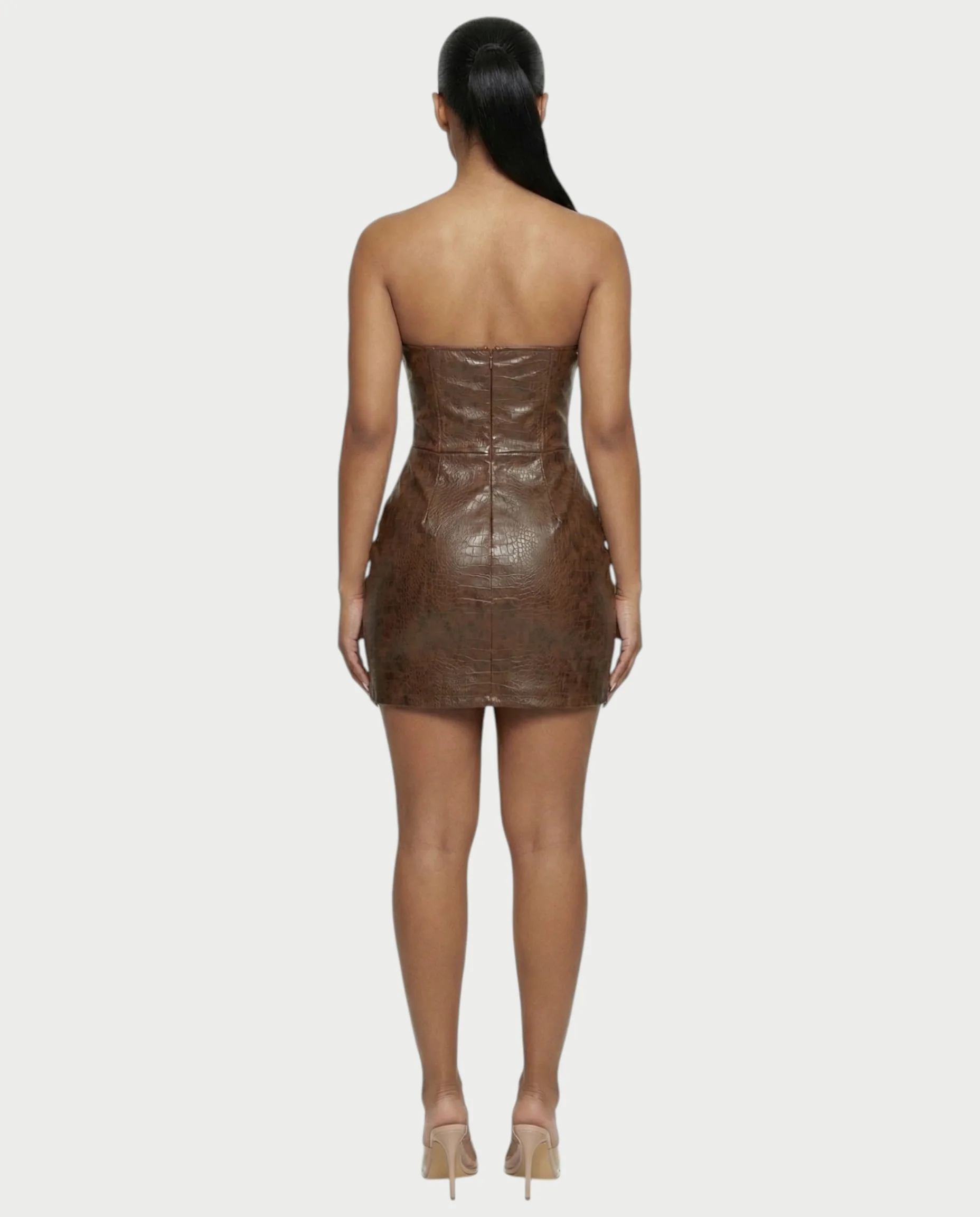 AVERA Croc-Embossed Corset Mini Dress - Image 7