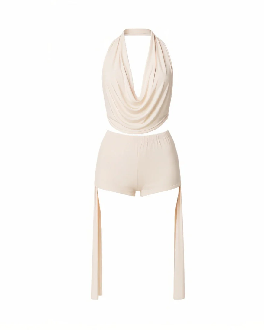 AVERILL Halter Top & Side Draped Shorts Set - Image 5