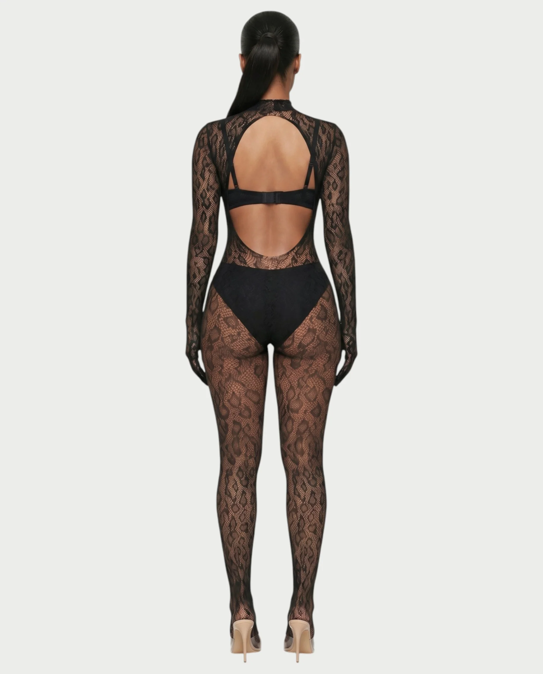 AVILA Sheer Leopard Lace Bodycon Jumpsuit - Image 2