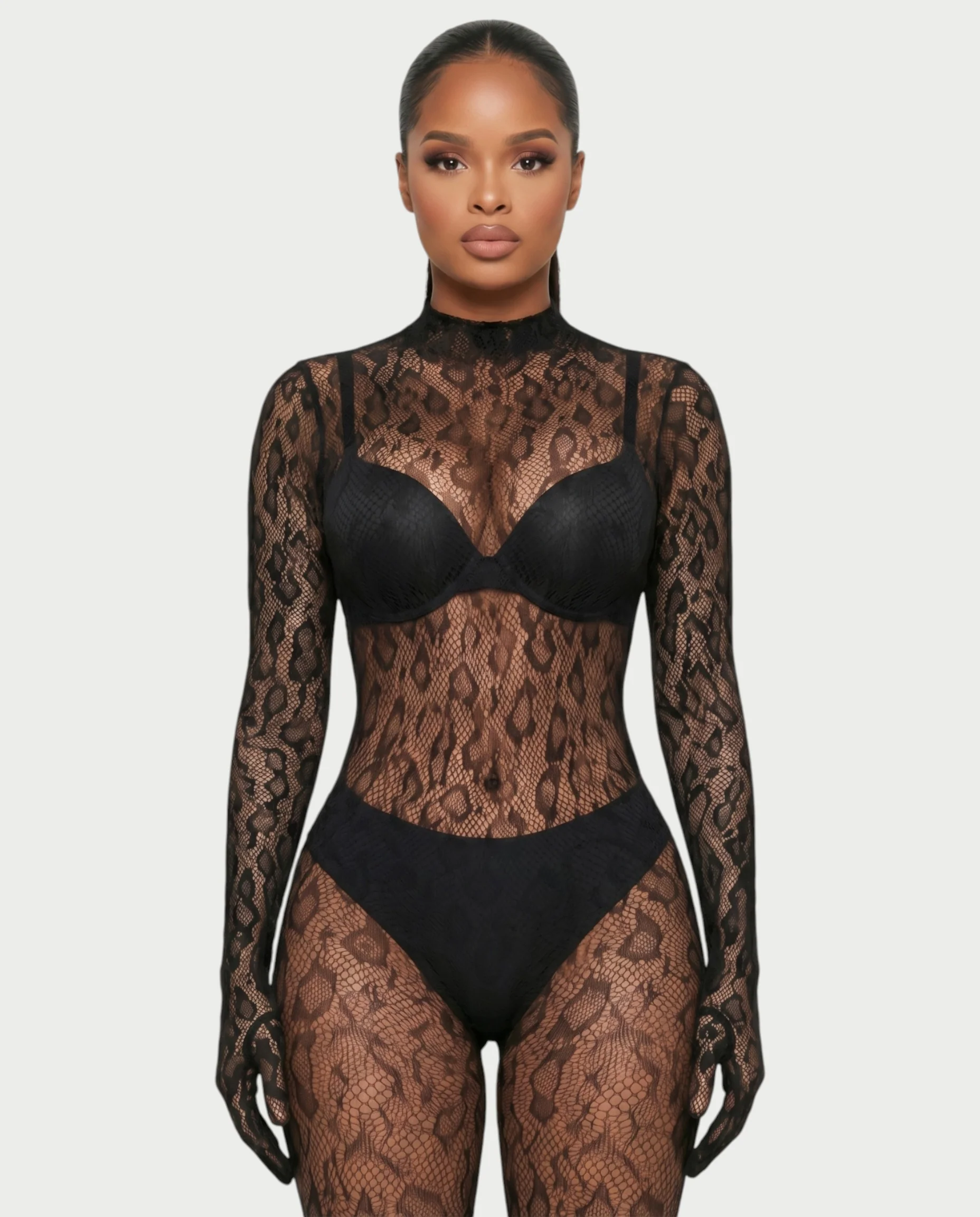 AVILA Sheer Leopard Lace Bodycon Jumpsuit - Image 5