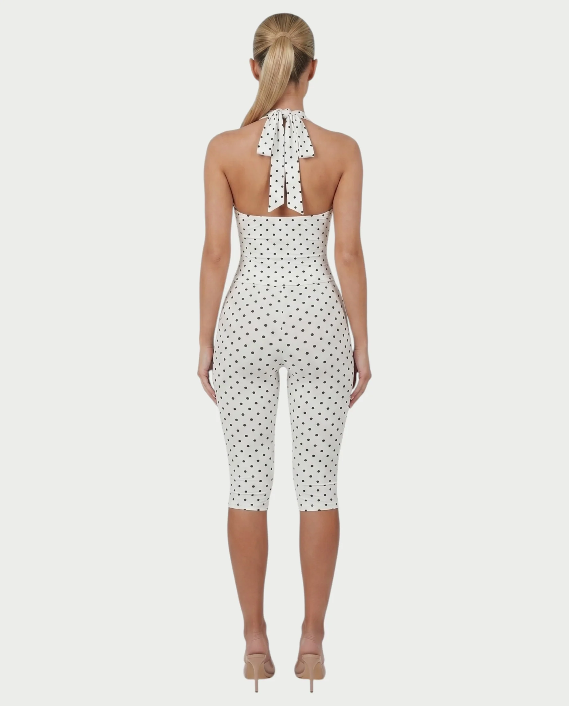 AVINYA Polka Dot Halter Top & Capri Pants Set - Image 2