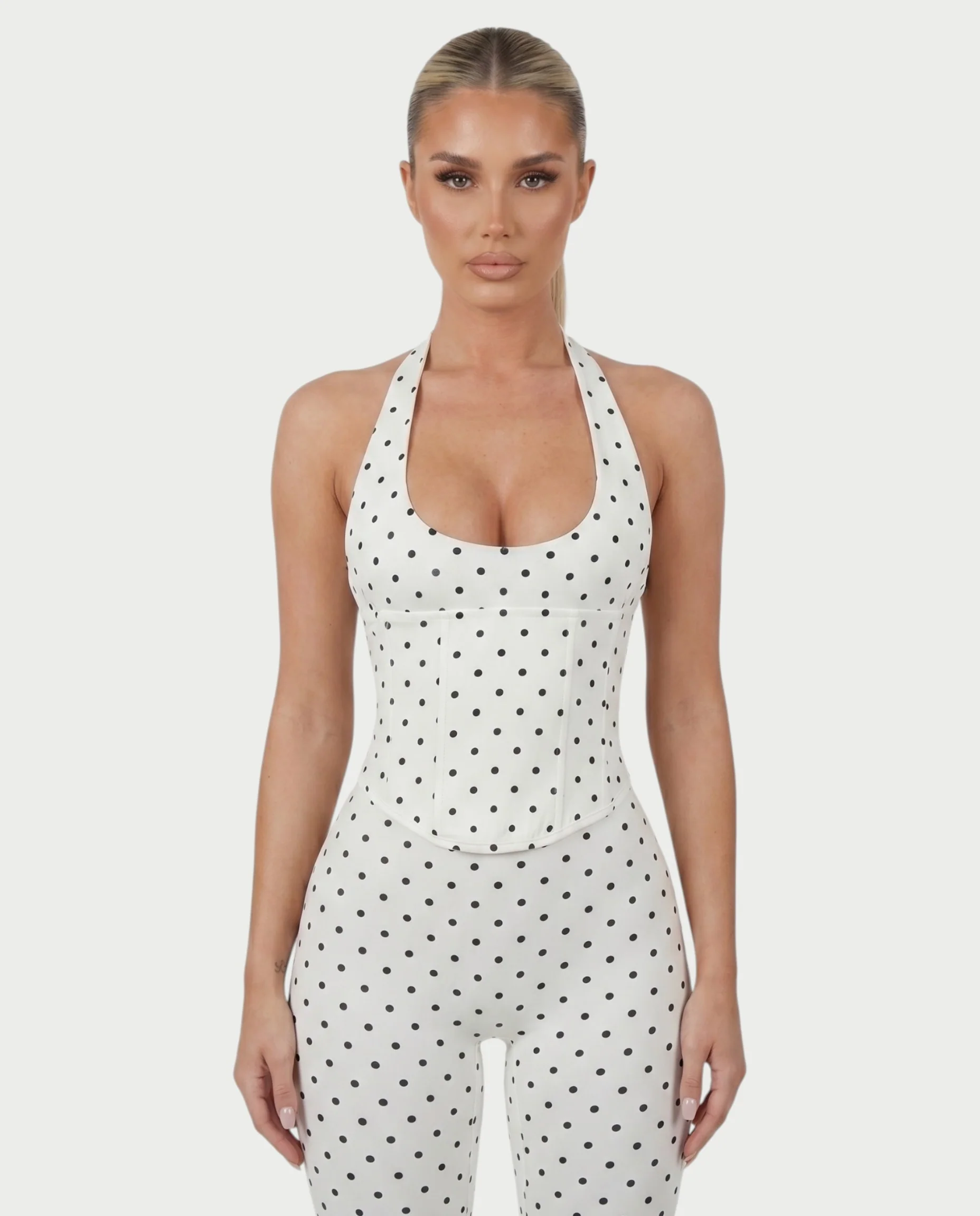 AVINYA Polka Dot Halter Top & Capri Pants Set - Image 4