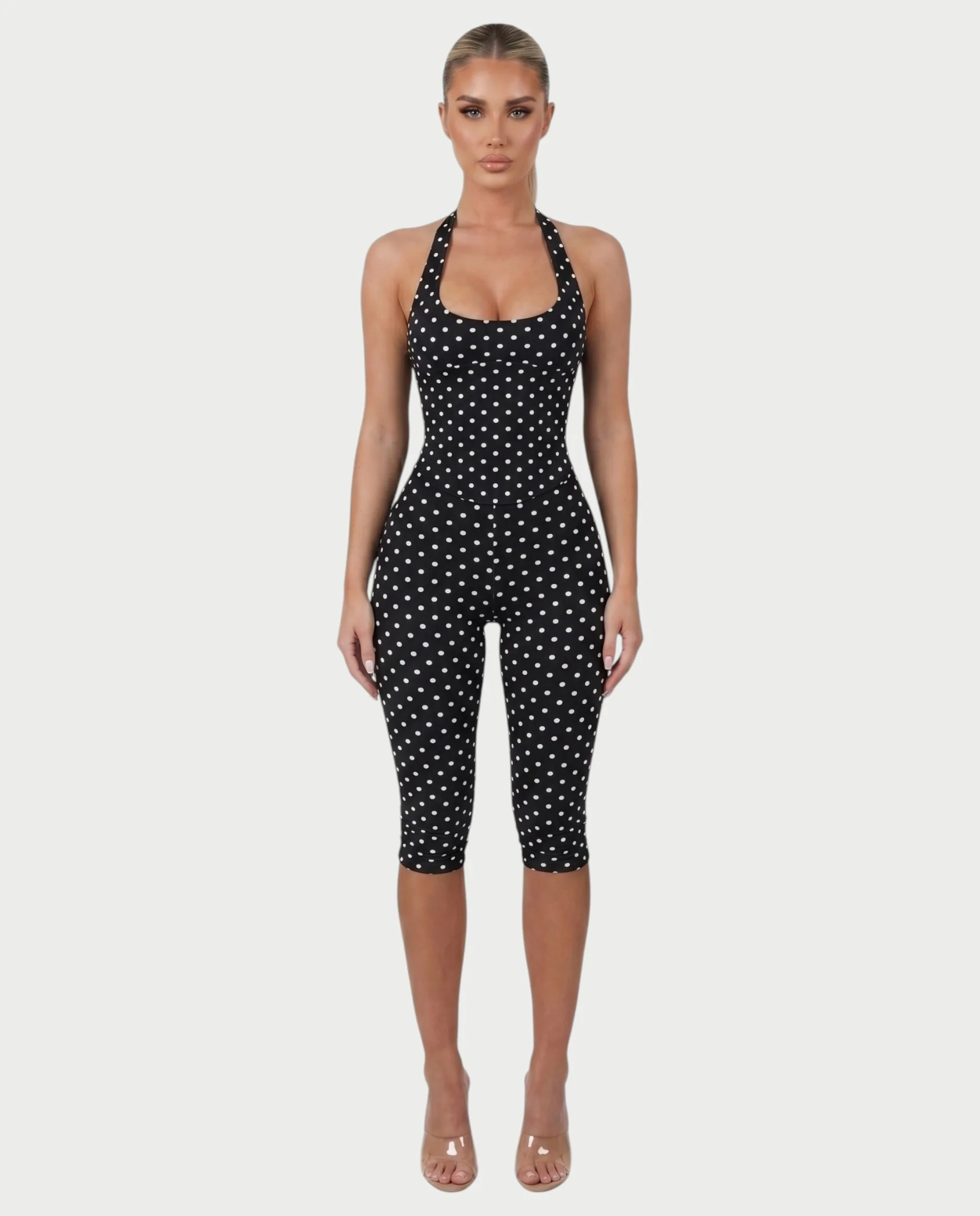 AVINYA Polka Dot Halter Top & Capri Pants Set - Image 6