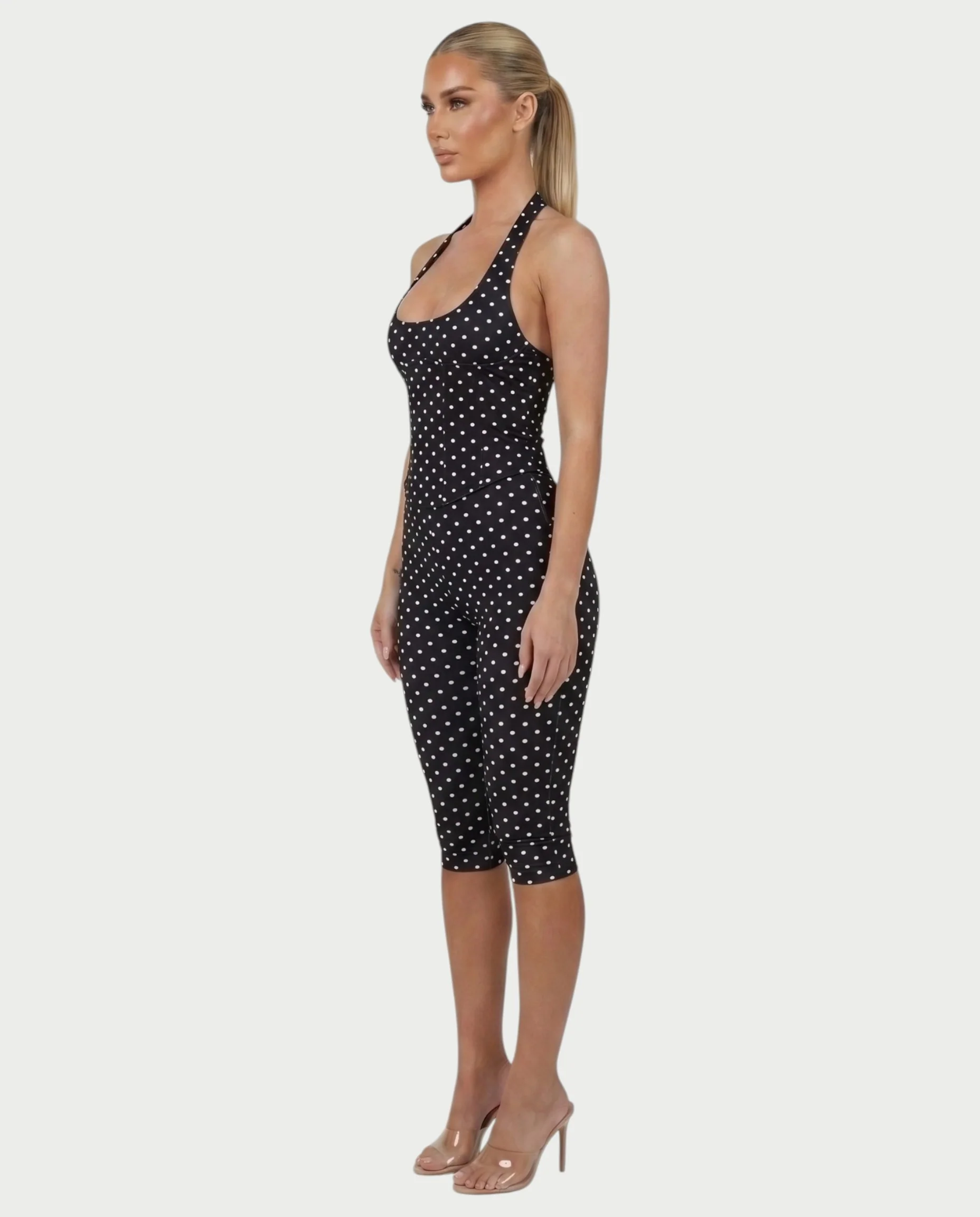 AVINYA Polka Dot Halter Top & Capri Pants Set - Image 8