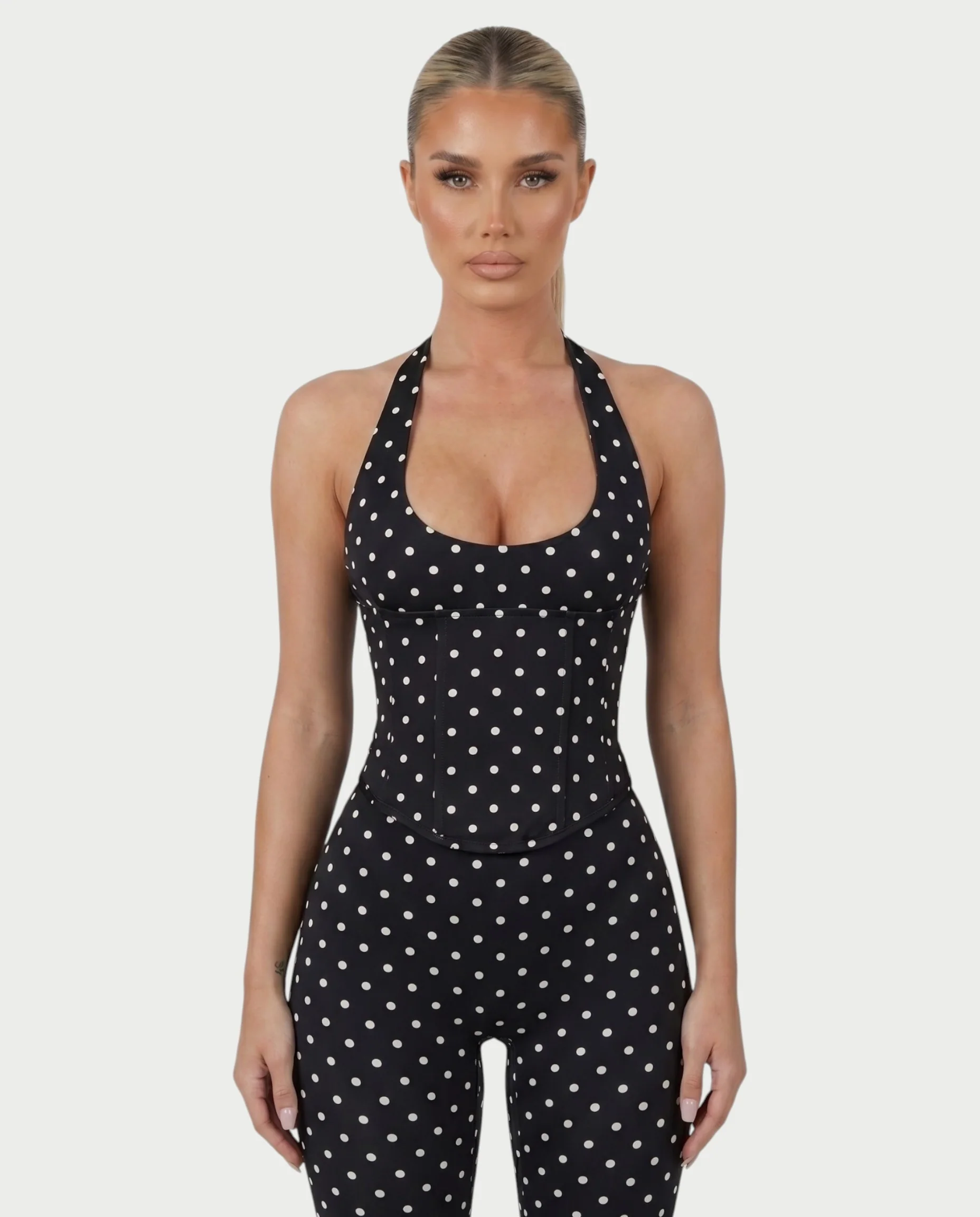 AVINYA Polka Dot Halter Top & Capri Pants Set - Image 9