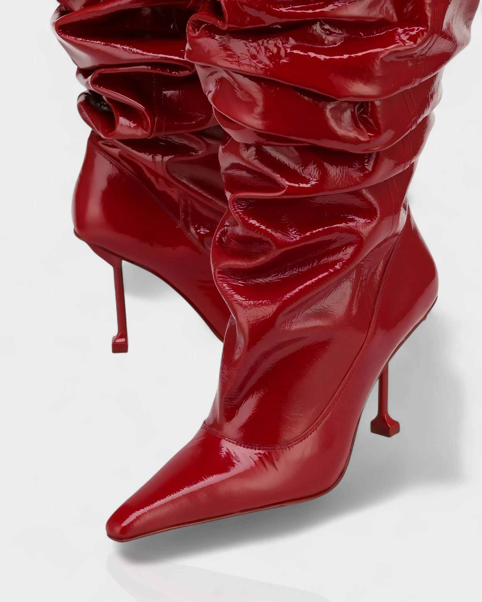BELLARA Faux Leather Slouchy Pointed Toe Stiletto Boots - Image 5