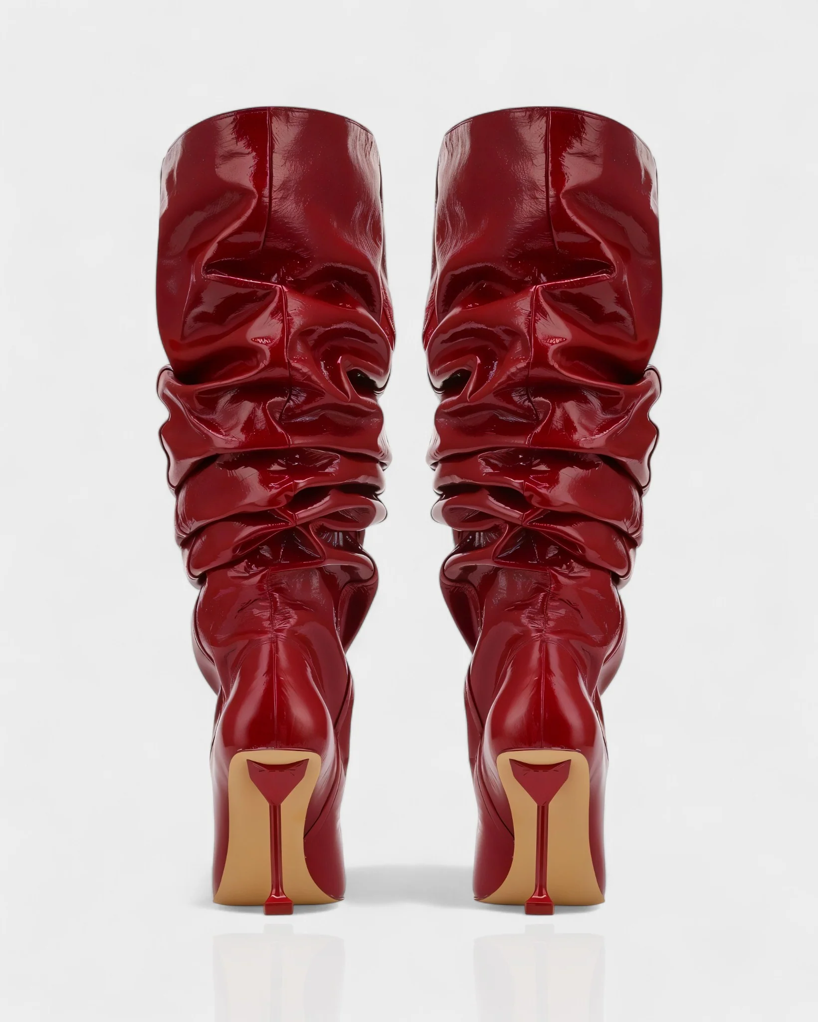 BELLARA Faux Leather Slouchy Pointed Toe Stiletto Boots - Image 6