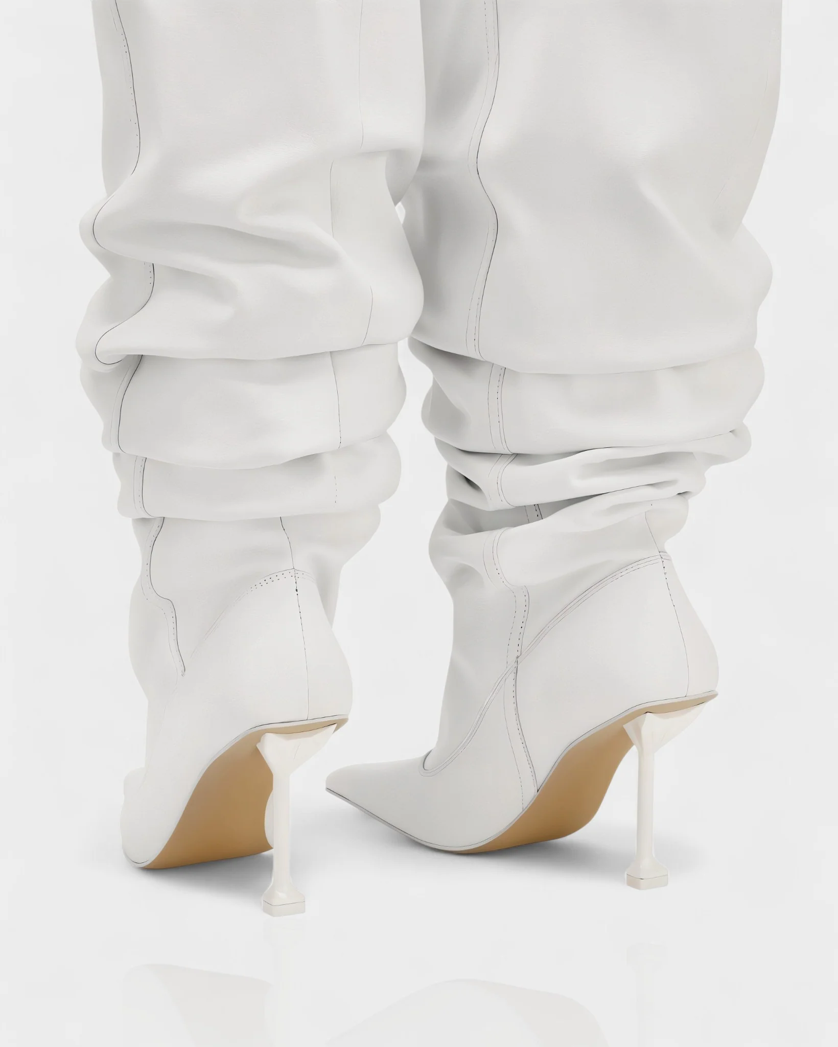 BELLARA Faux Leather Slouchy Pointed Toe Stiletto Boots - Image 8