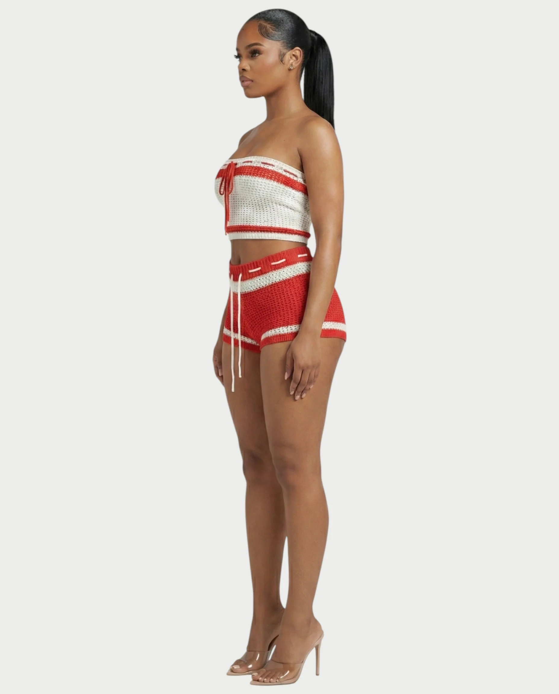 BELLE Striped Crochet Knit Top & Short Set - Image 3