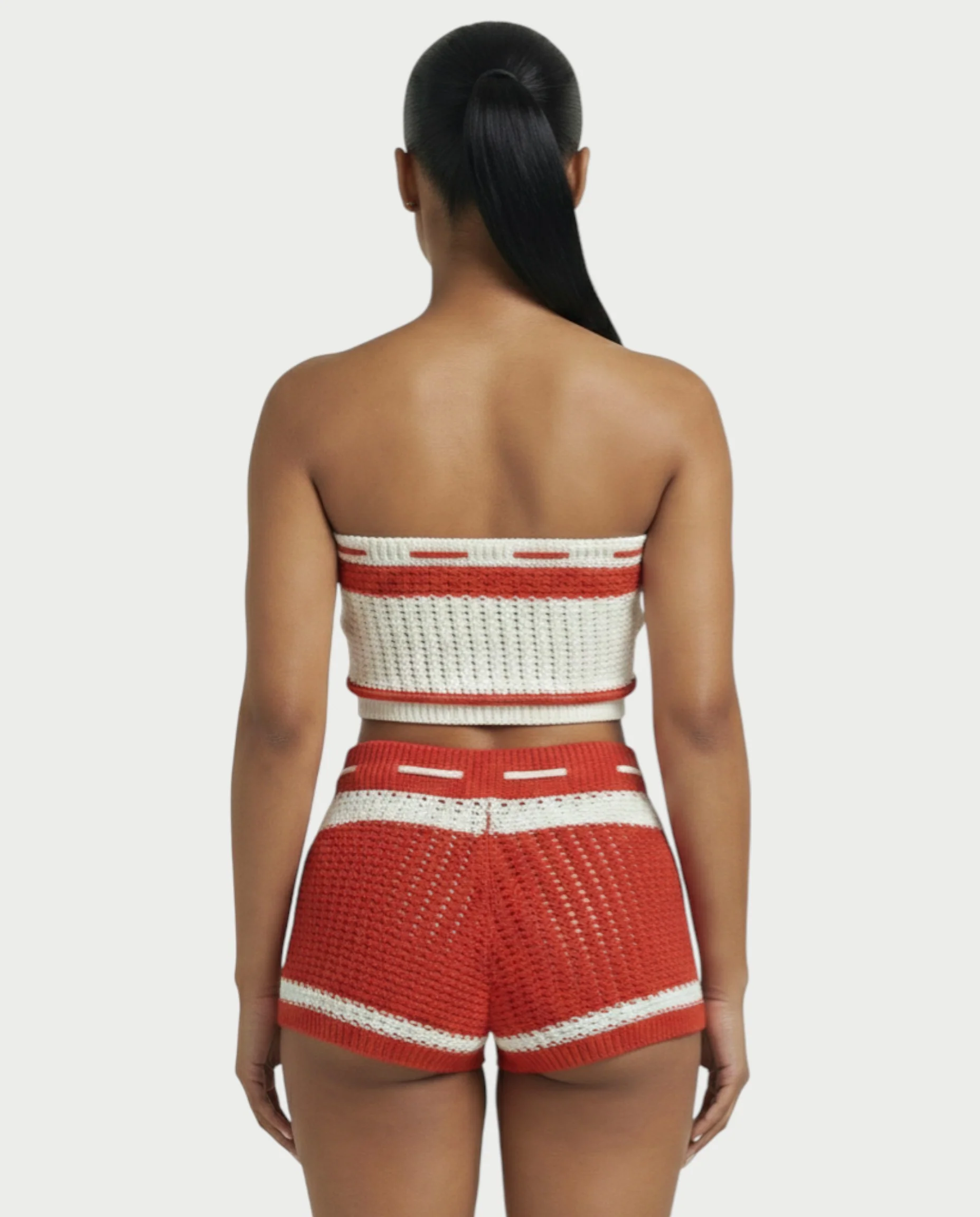 BELLE Striped Crochet Knit Top & Short Set - Image 5