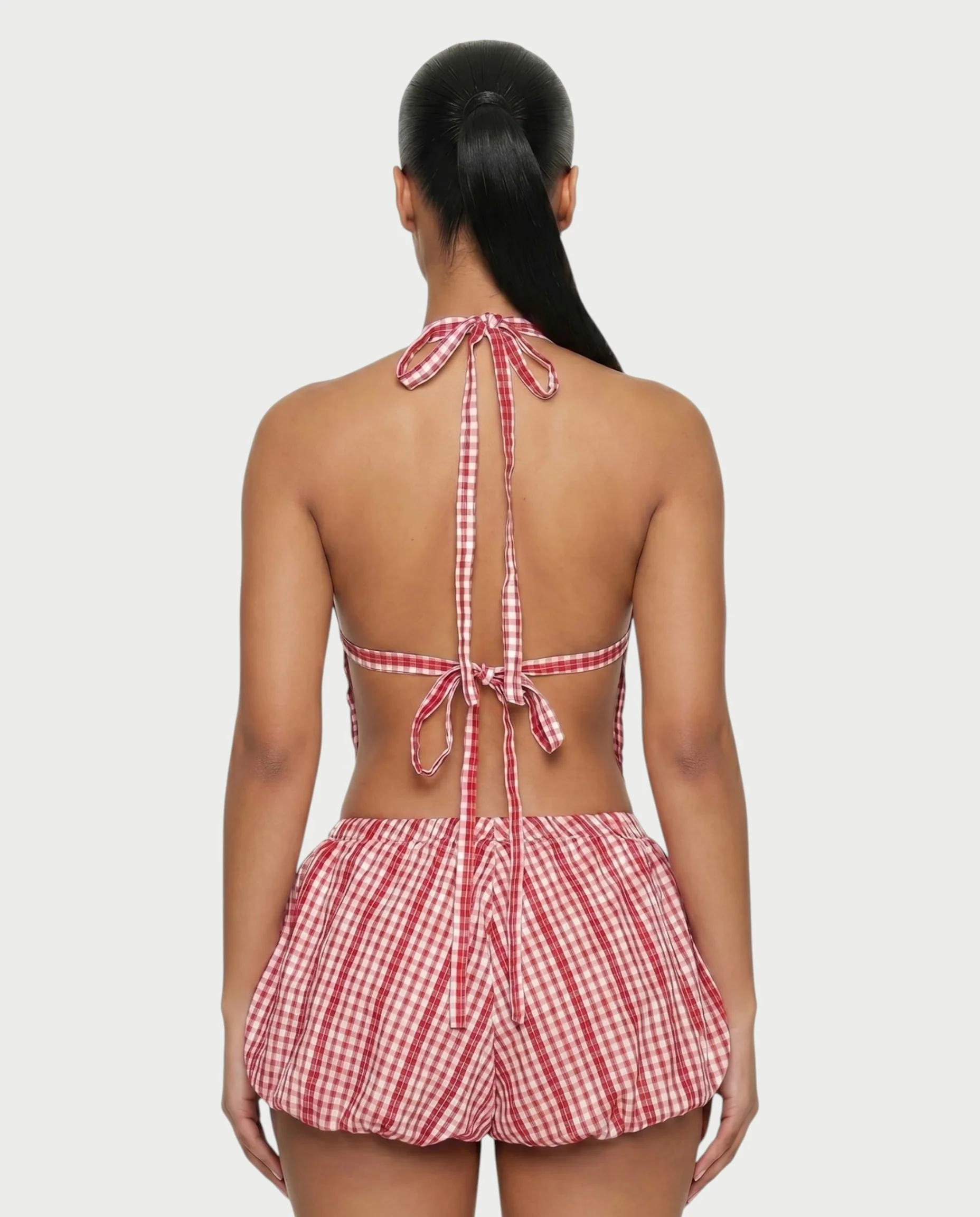 BELLOR Plaid Halter Top & Puff Shorts Set - Image 5