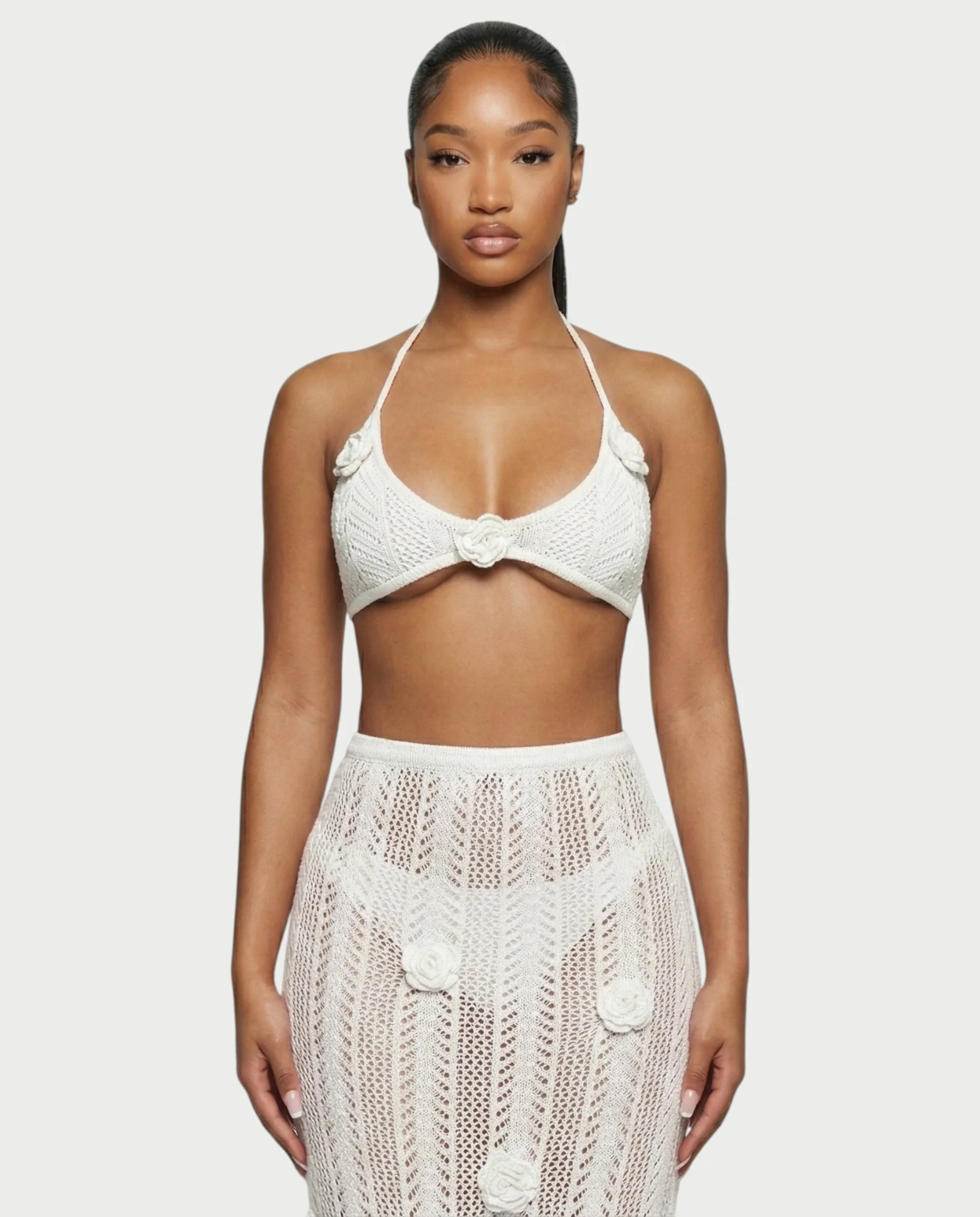 BERYN Crochet Rose Halter Top & Maxi Skirt Set - Image 10