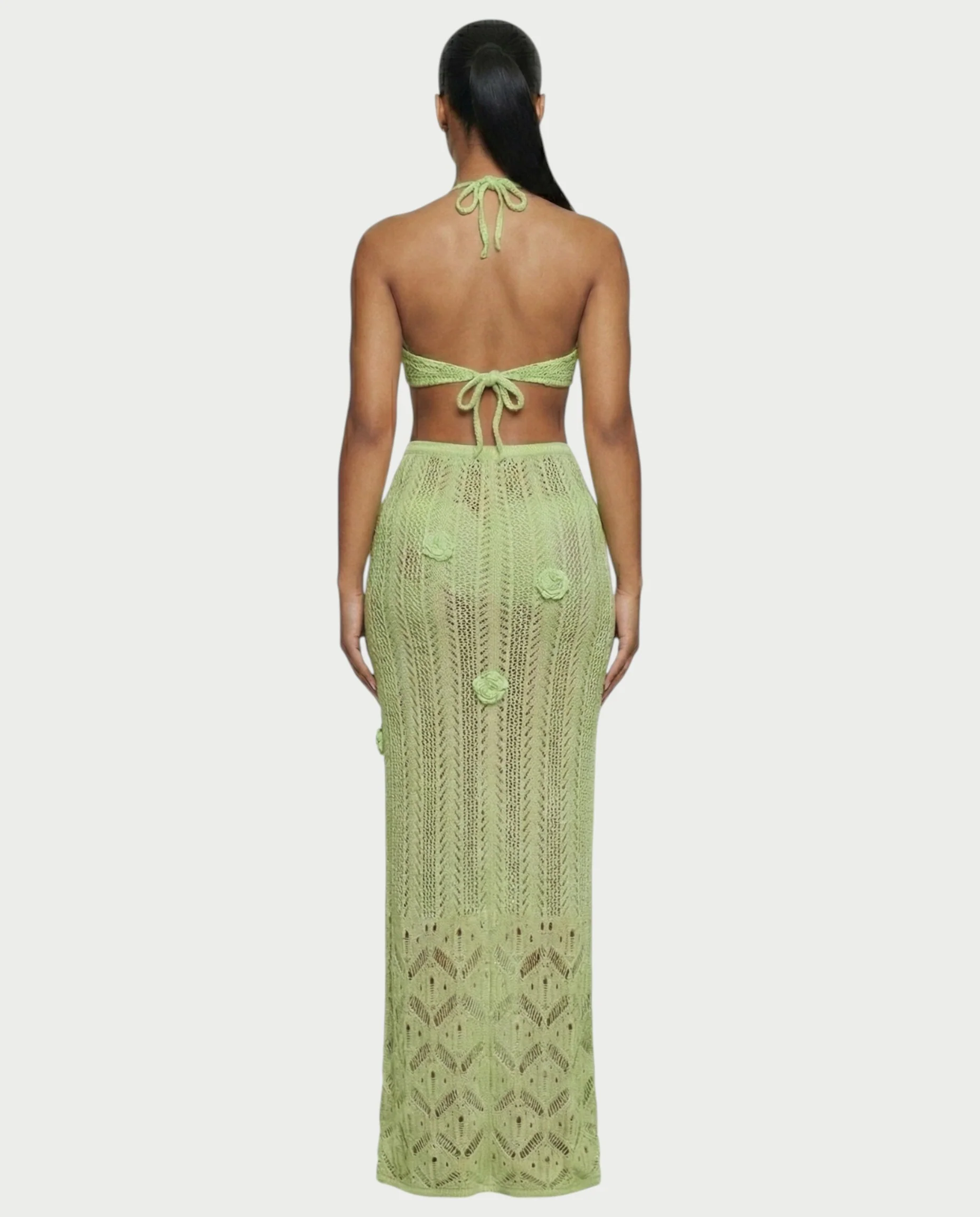 BERYN Crochet Rose Halter Top & Maxi Skirt Set - Image 13