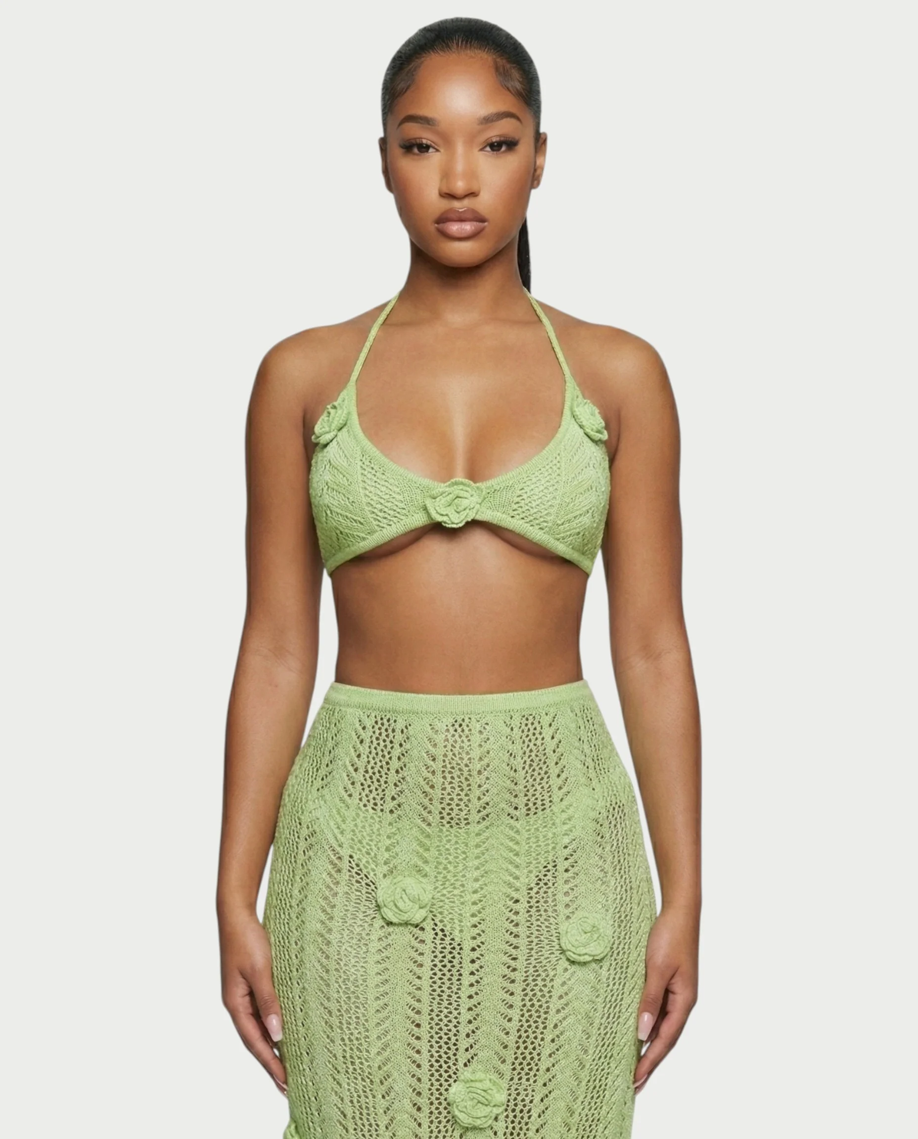 BERYN Crochet Rose Halter Top & Maxi Skirt Set - Image 15