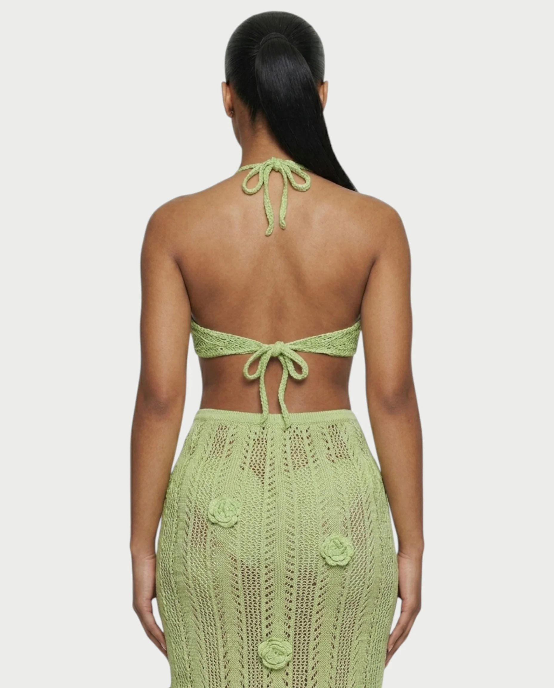 BERYN Crochet Rose Halter Top & Maxi Skirt Set - Image 16