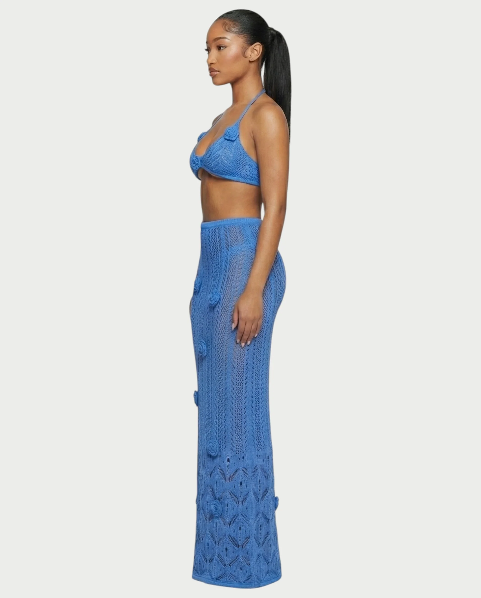 BERYN Crochet Rose Halter Top & Maxi Skirt Set - Image 19