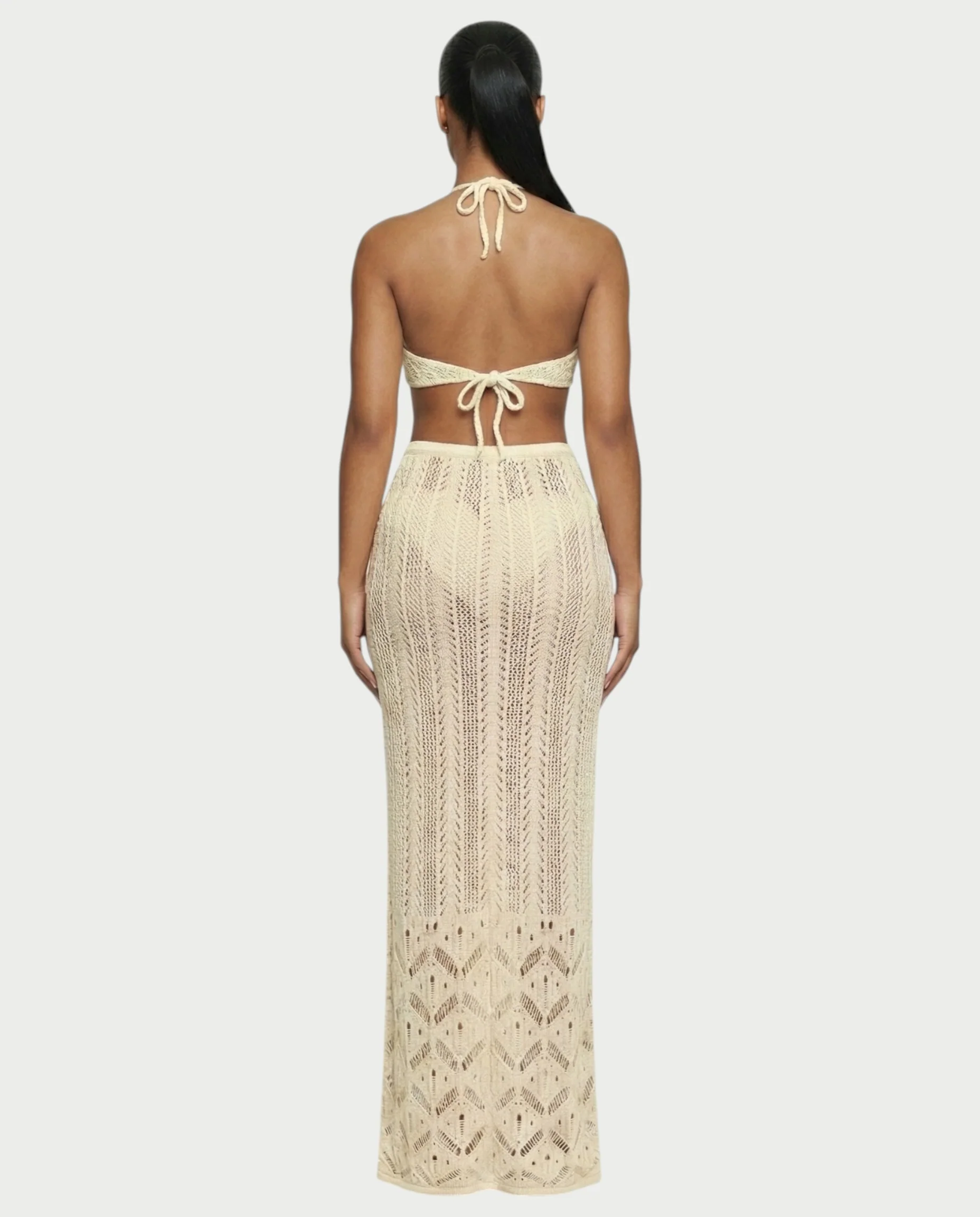BERYN Crochet Rose Halter Top & Maxi Skirt Set - Image 23