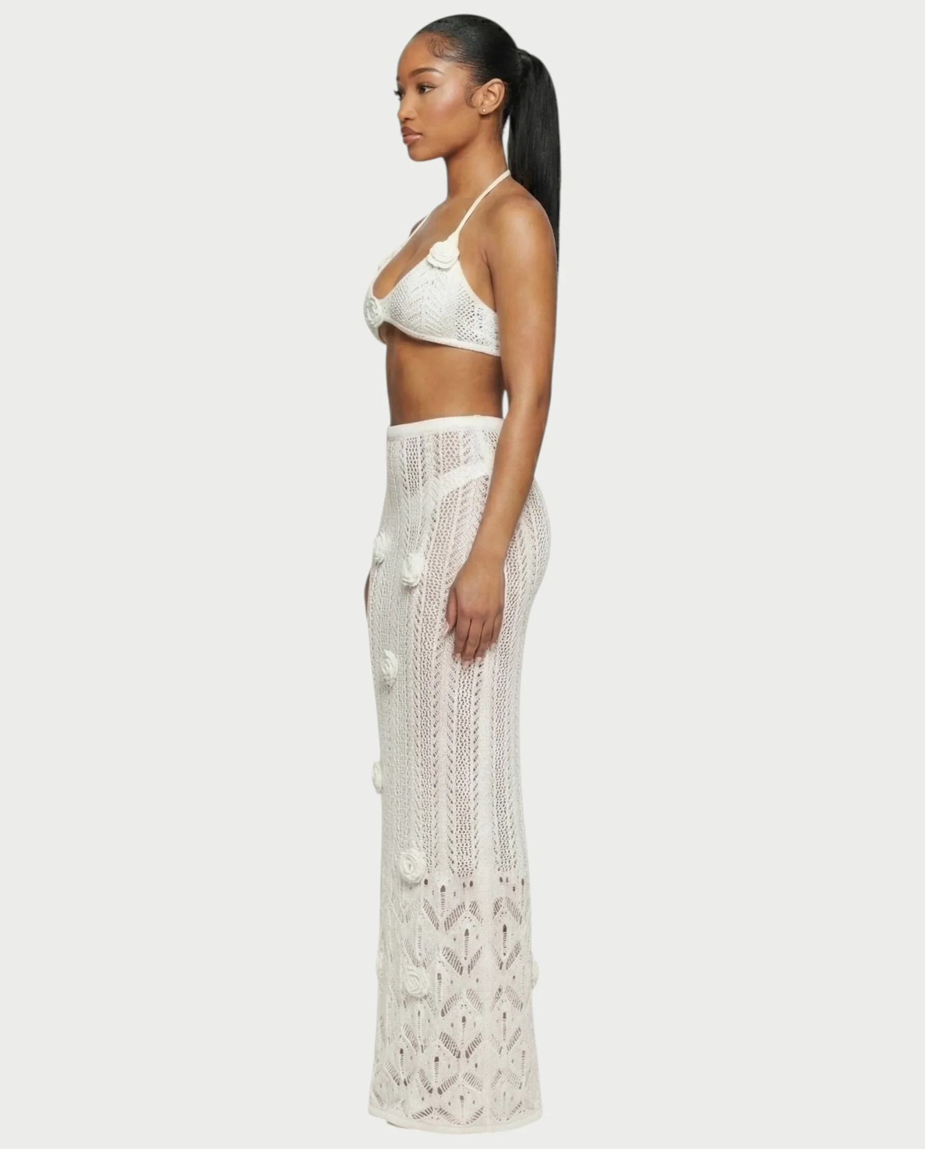 BERYN Crochet Rose Halter Top & Maxi Skirt Set - Image 9