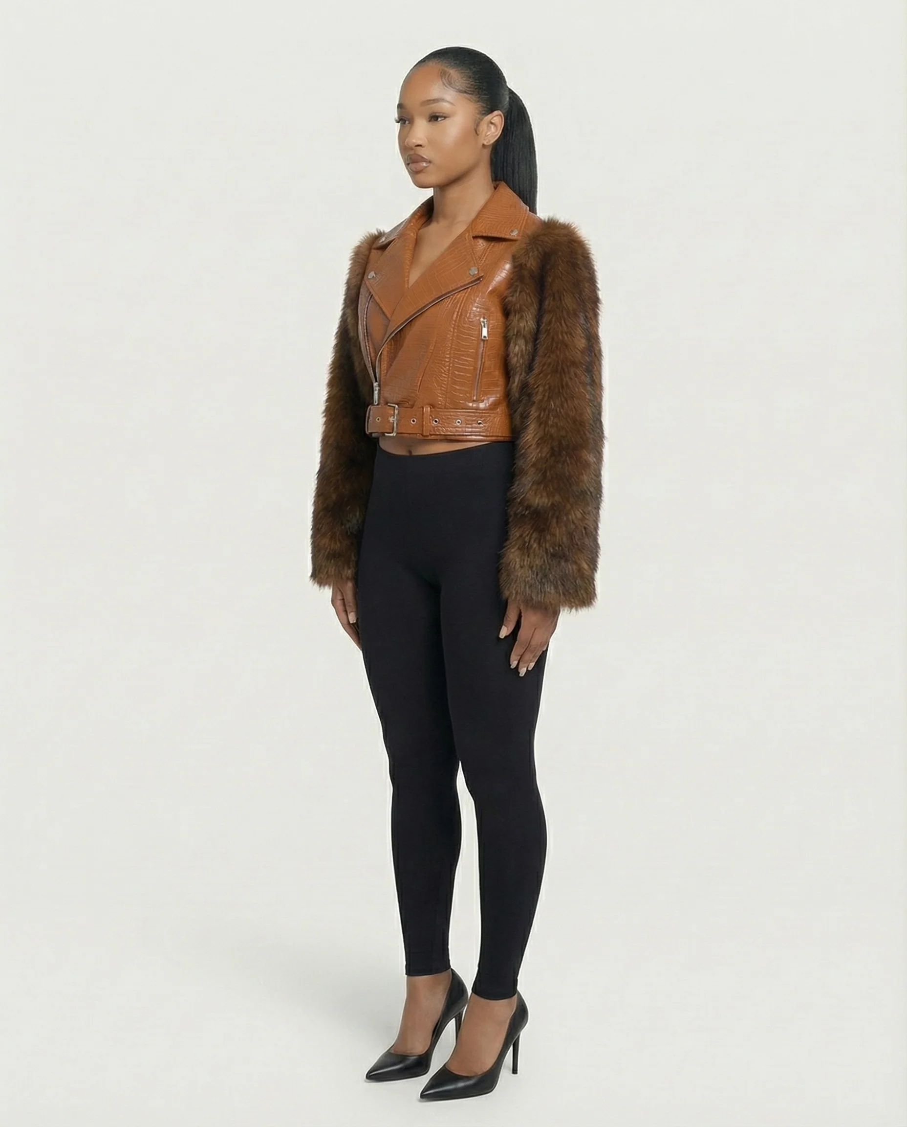 BEXLEY Croc Textured Faux Leather Jacket - Image 13