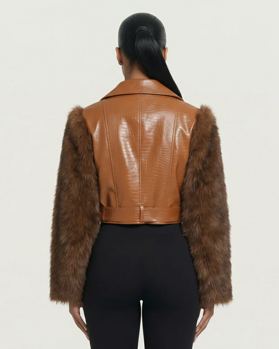 BEXLEY Croc Textured Faux Leather Jacket - Image 15