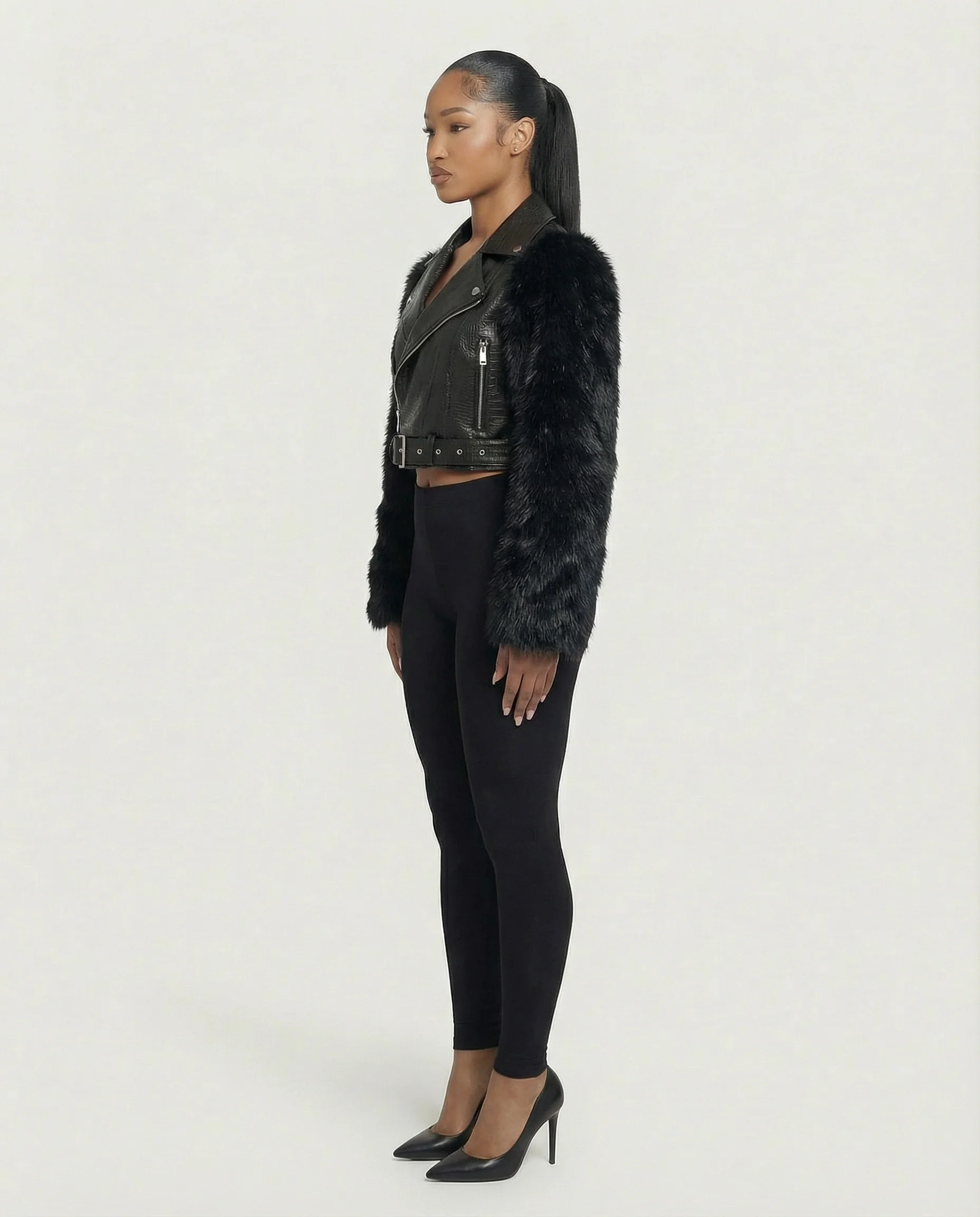 BEXLEY Croc Textured Faux Leather Jacket - Image 8