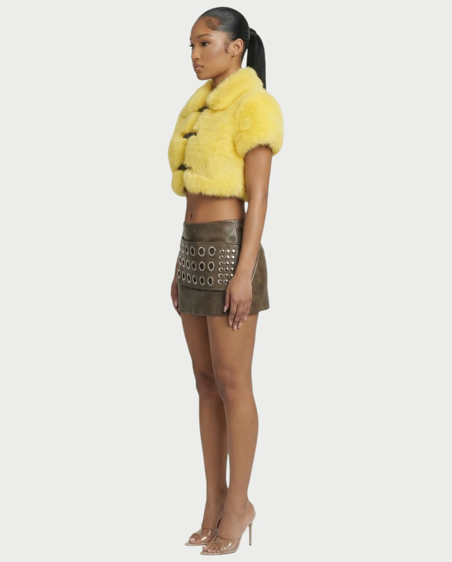 BLYTHE Grommet-Studded Faux Leather Mini Skirt - Image 3