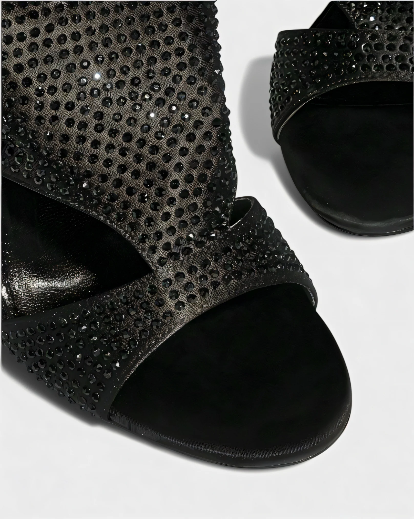 BRIANNE Square Head Rhinestone Lace-Up Knee High Heels - Image 4