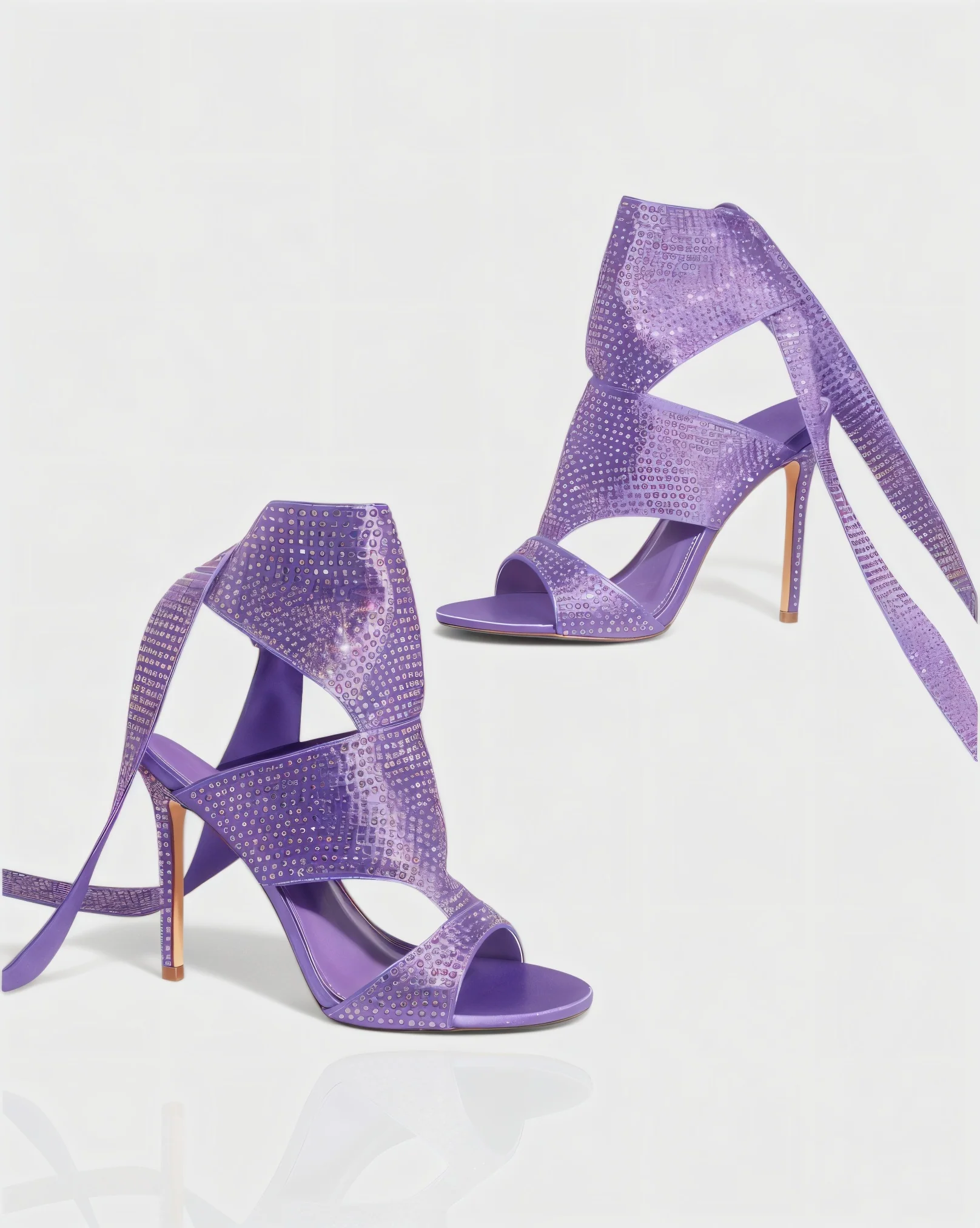 BRIANNE Square Head Rhinestone Lace-Up Knee High Heels - Image 7