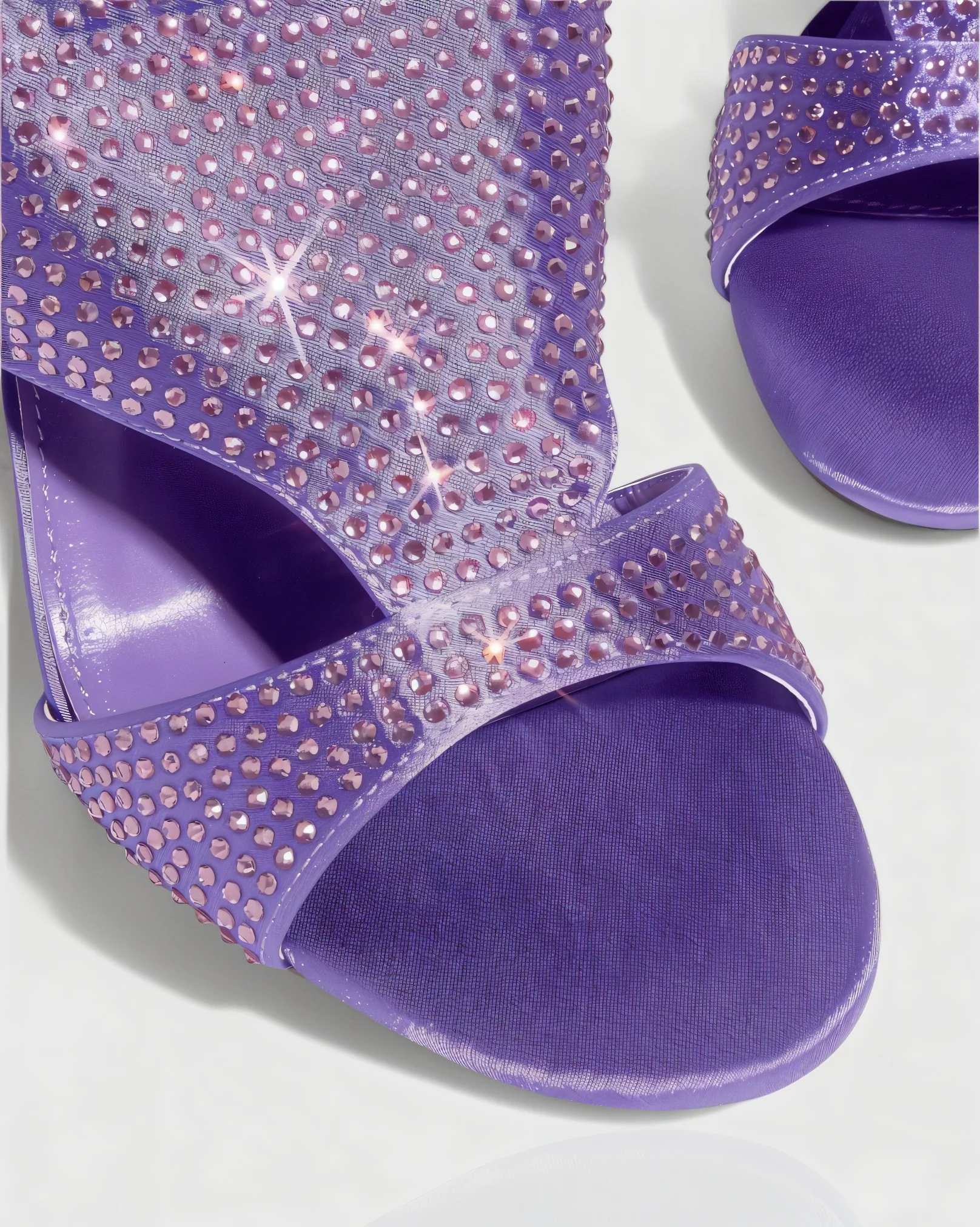 BRIANNE Square Head Rhinestone Lace-Up Knee High Heels - Image 8