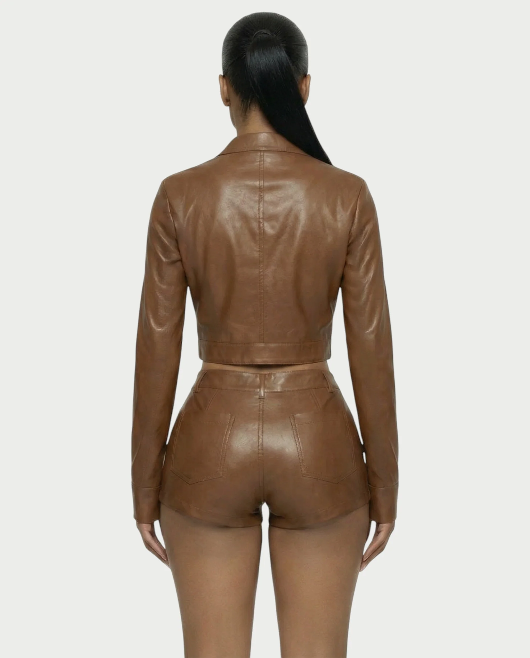 BRIXA Leather Jacket & High-Waist Shorts Set - Image 15