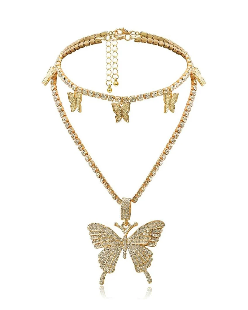 Butterfly Layered Chain Necklace - Image 4
